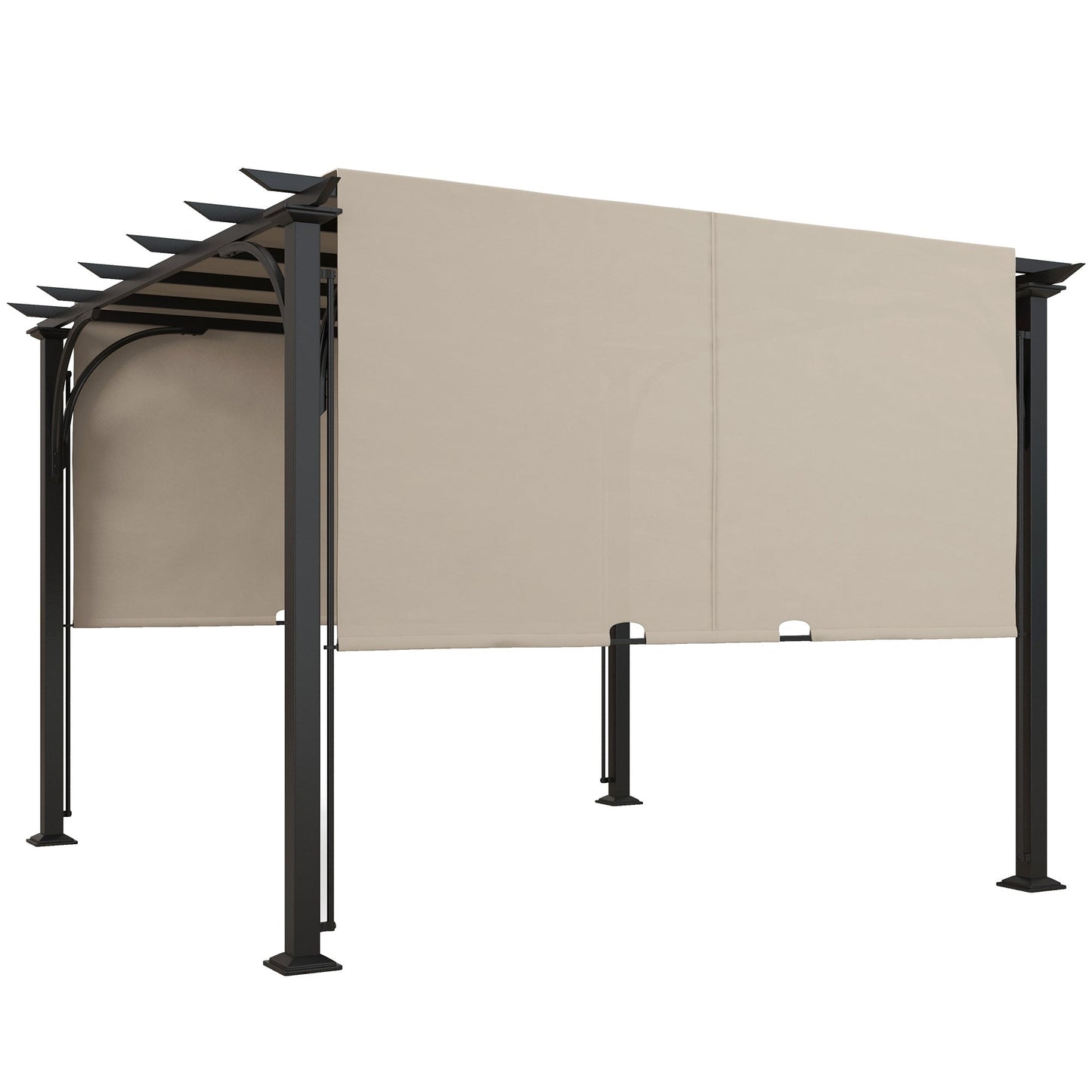 10' x 10' Outdoor Pergola Patio Gazebo Canopy Sun Shelter with Steel Frame, Beige