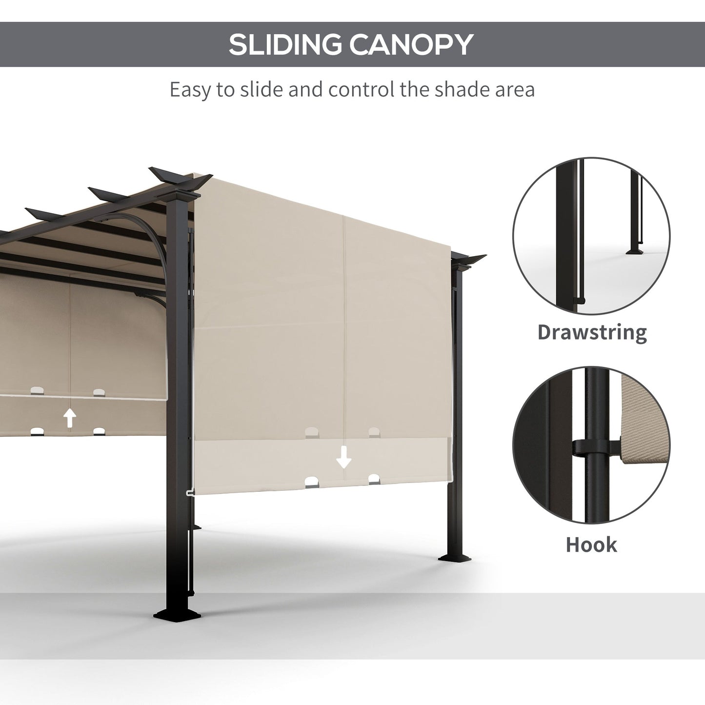 10' x 10' Outdoor Pergola Patio Gazebo Canopy Sun Shelter with Steel Frame, Beige