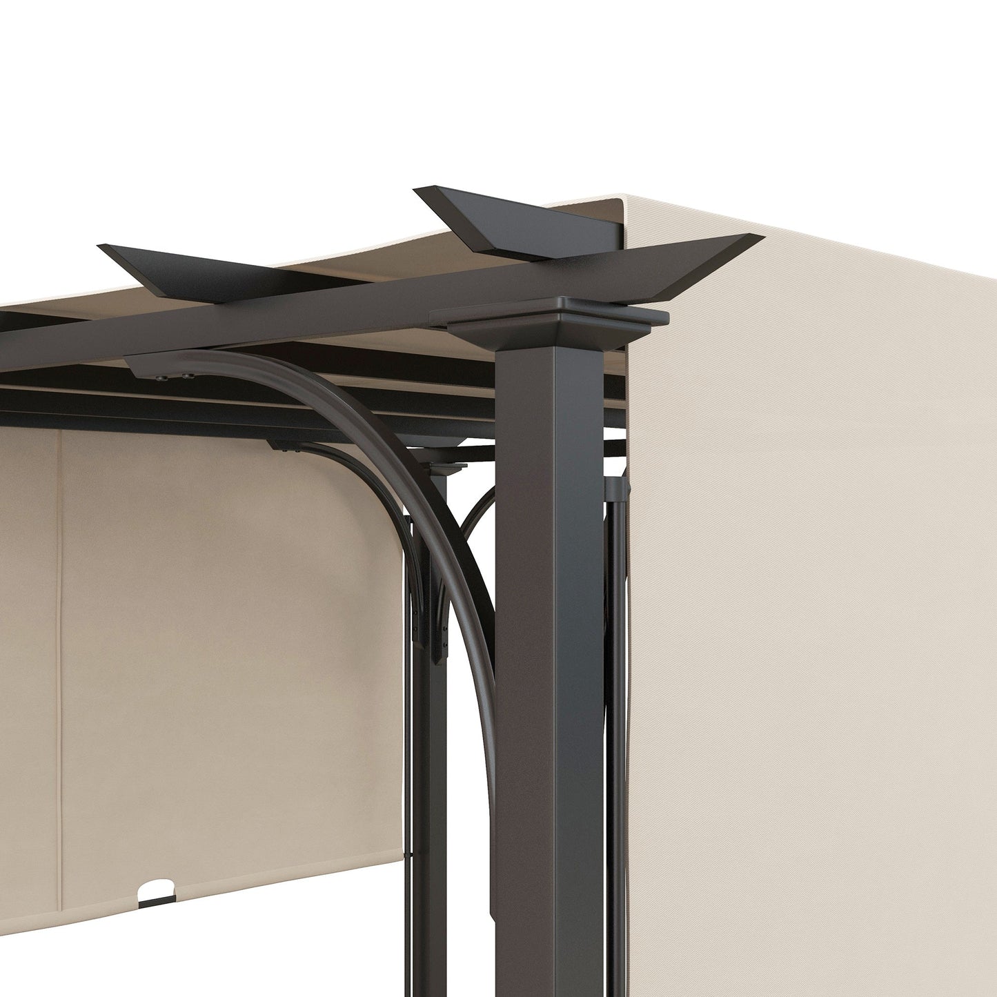 10' x 10' Outdoor Pergola Patio Gazebo Canopy Sun Shelter with Steel Frame, Beige