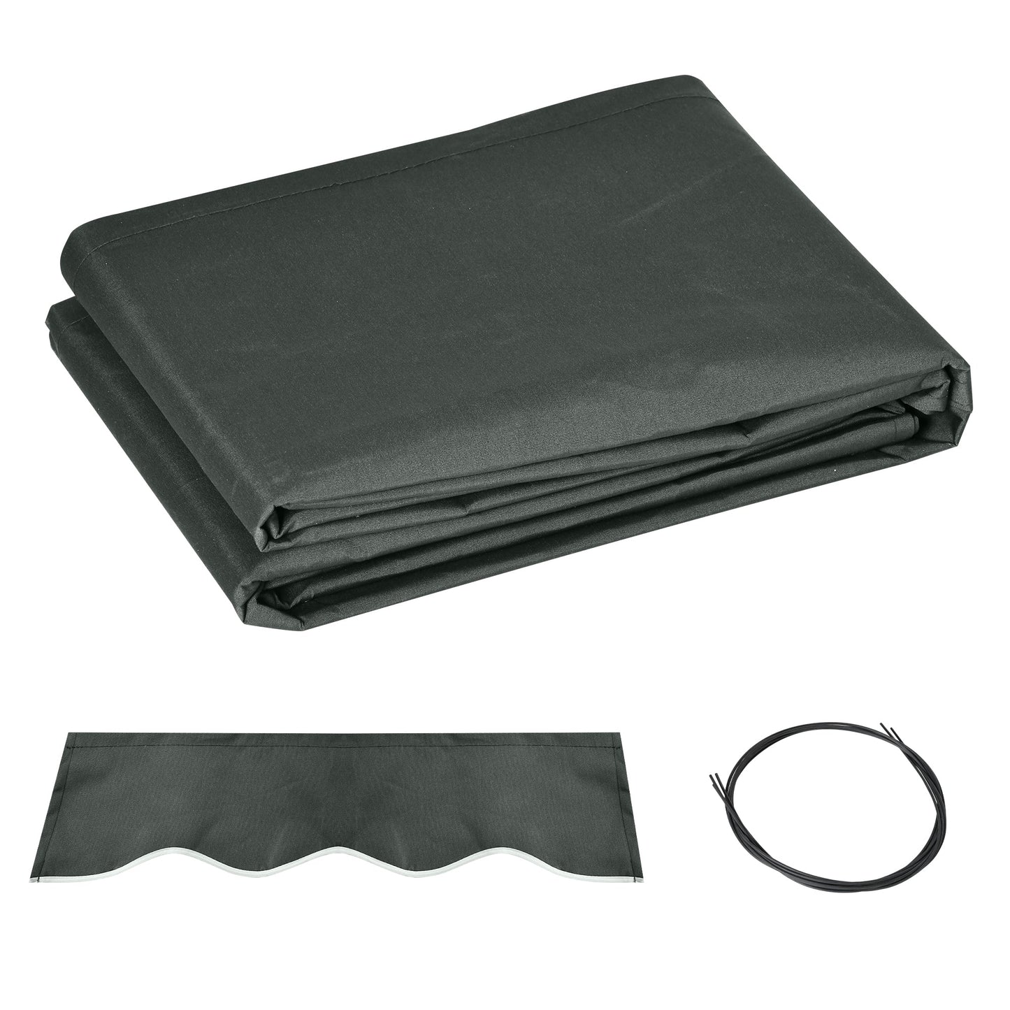 13' x 8' Retractable Awning Fabric Replacement Outdoor Sunshade Canopy Awning Cover, UV Protection, Grey