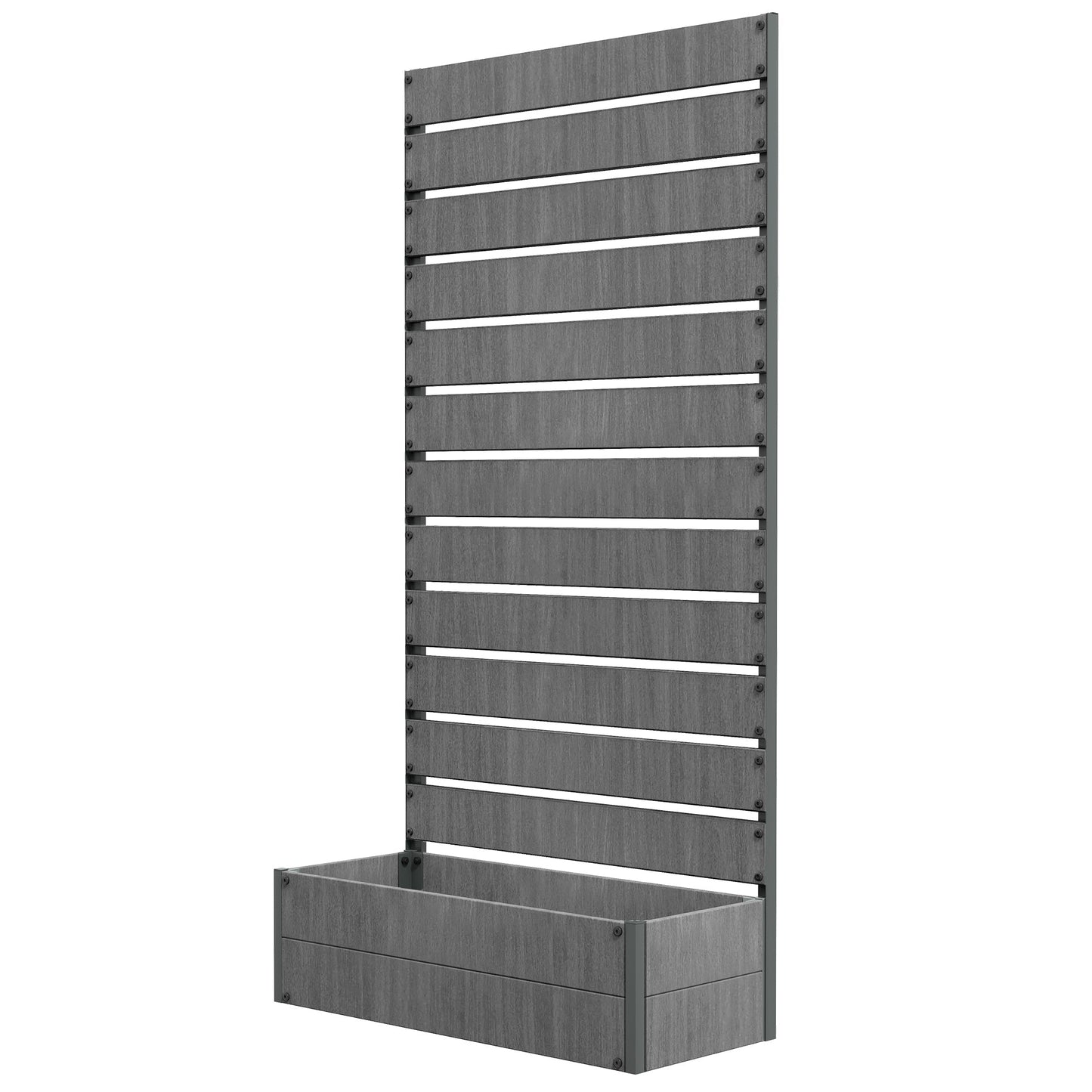 Raised Garden Bed with Trellis for Climbing Plants, 35.6" x 15" x 70.9" Planter Box with Self Draining Gap, Freestanding Trellis Planter for Outdoor, Patio, Dark Grey