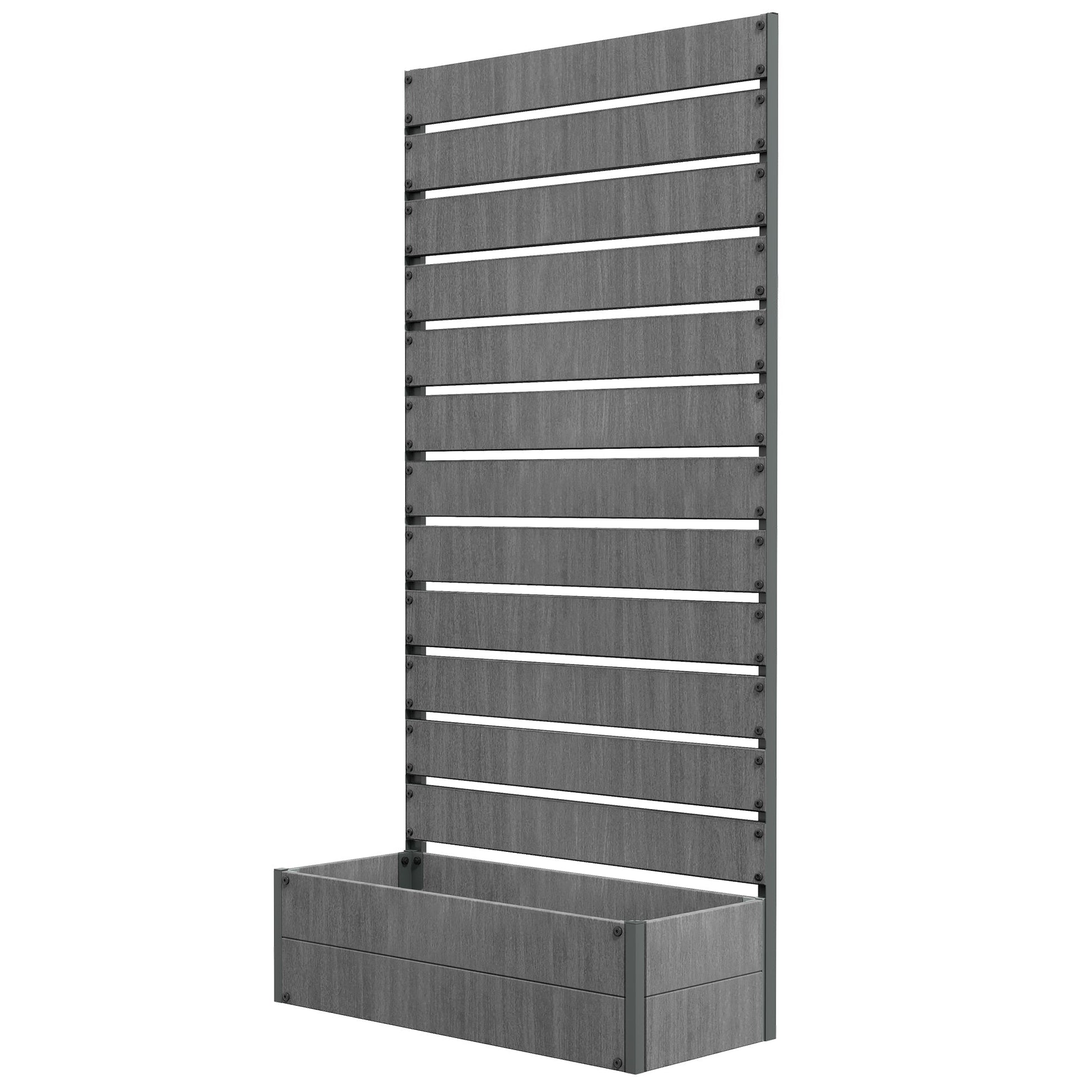 Raised Garden Bed with Trellis for Climbing Plants, 35.6" x 15" x 70.9" Planter Box with Self Draining Gap, Freestanding Trellis Planter for Outdoor, Patio, Dark Grey