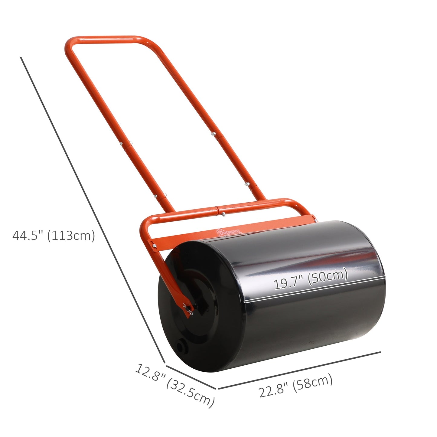 20" Push/Tow Behind Lawn Roller, Heavy Duty Sod Drum Roller Filled with 11 Gal Water/136 Lbs Sand, Grass Flattener for Yard, Patio, Park, Red