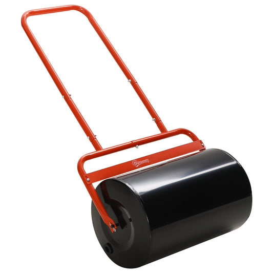 20" Push/Tow Behind Lawn Roller, Heavy Duty Sod Drum Roller Filled with 11 Gal Water/136 Lbs Sand, Grass Flattener for Yard, Patio, Park, Red