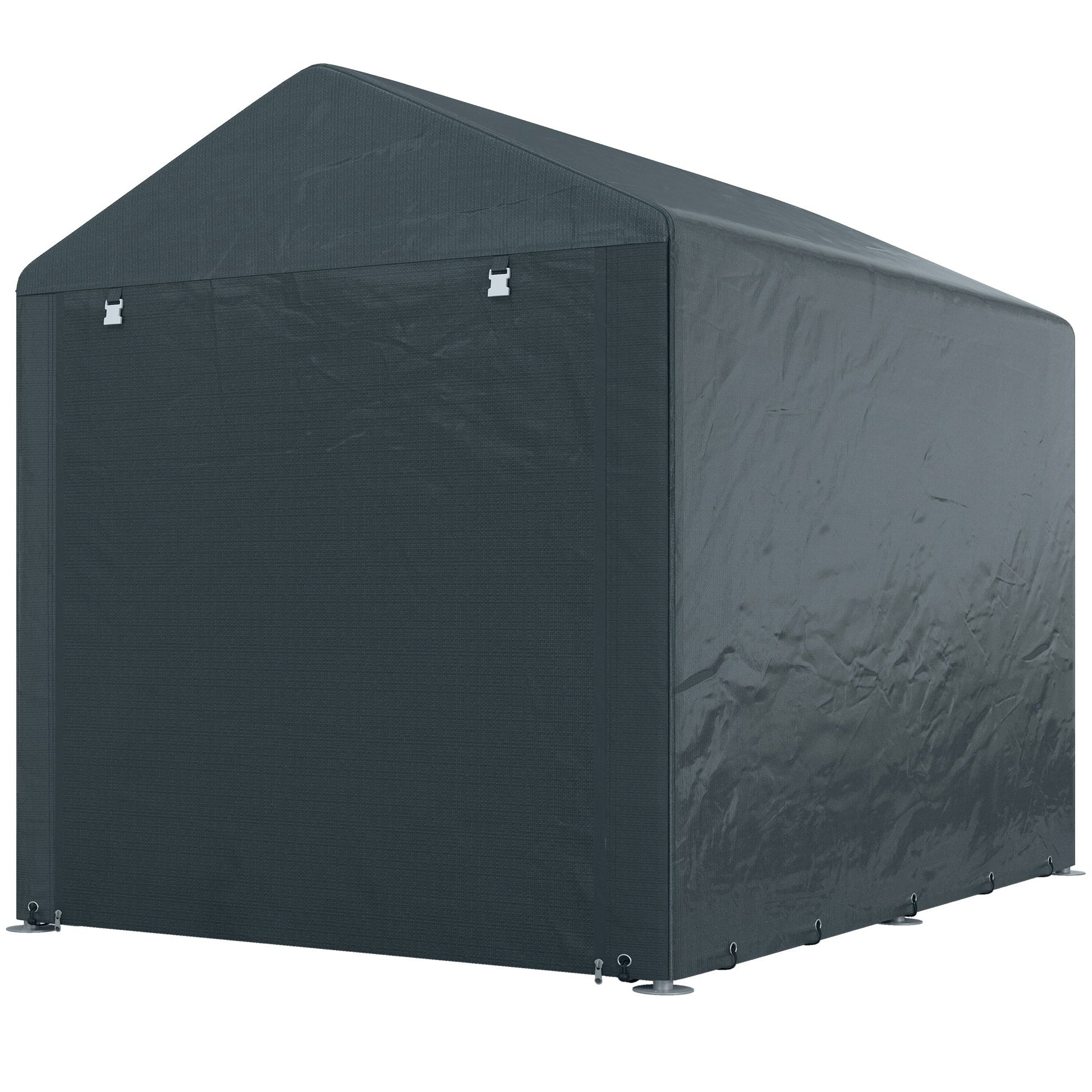5.2 x 7.2 ft Portable Shed, Outdoor Storage Shed Bike Tent with Waterproof Cover, Galvanized Steel Frame & Roll-up Door for Bikes, Garden Tools, Motorcycles, Dark Grey