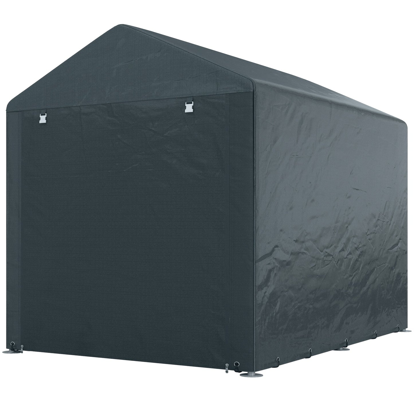 5.2 x 7.2 ft Portable Shed, Outdoor Storage Shed Bike Tent with Waterproof Cover, Galvanized Steel Frame & Roll-up Door for Bikes, Garden Tools, Motorcycles, Dark Grey