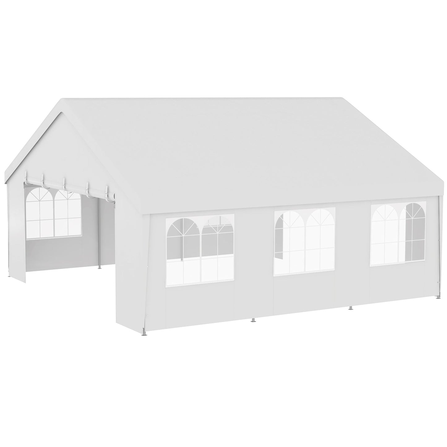 19.5' x 19' Party Tent, Heavy Duty Outdoor Canopy Tent Shelter with Removable Sidewalls, 2 Doors and 6 Windows, Large White Tents for Parties, Events, BBQ Grill