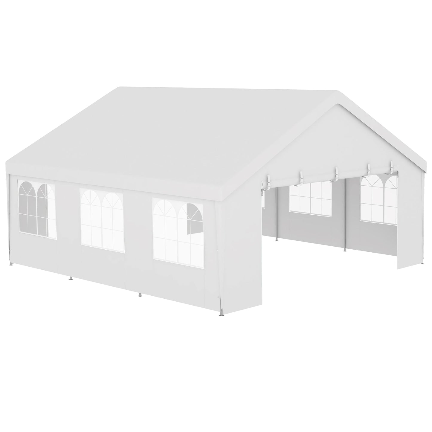 19.5' x 19' Party Tent, Heavy Duty Outdoor Canopy Tent Shelter with Removable Sidewalls, 2 Doors and 6 Windows, Large White Tents for Parties, Events, BBQ Grill