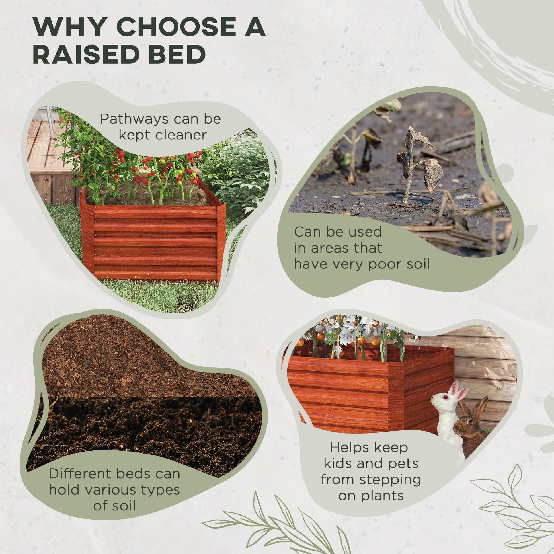 Raised Garden Bed, 6' x 3' x 2' Galvanized Steel Planters for Outdoor Plants with Multi-reinforced Rods for Vegetables, Flowers and Herbs, Rustic Brown