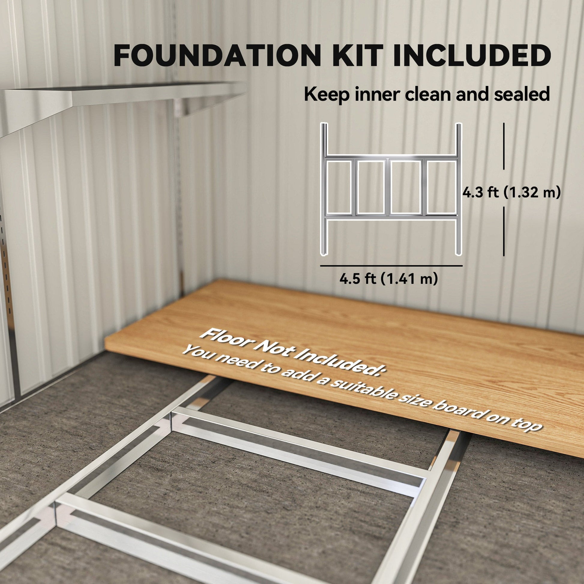 5 x 7FT Lean to Outdoor Storage Shed with Foundation Kit, Metal Garden Shed with Adjustable Shelves, Sliding Door, Vents, Hooks for Backyard, Patio, Lawn, Dark Grey
