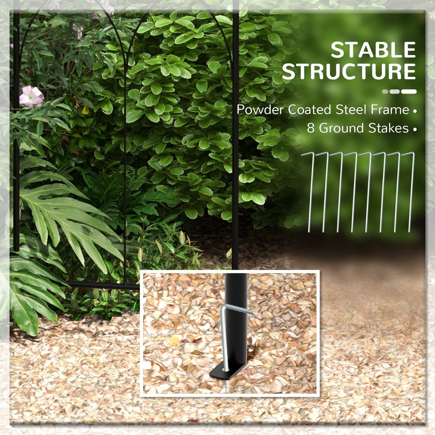 Birdcage Shape Garden Arbour, Metal Gazebo Pergola Pavilion for Climbing Plants, Lights, Flowers, French Style Arch Trellis with Hook for Wedding, Party, Ceremony, Black