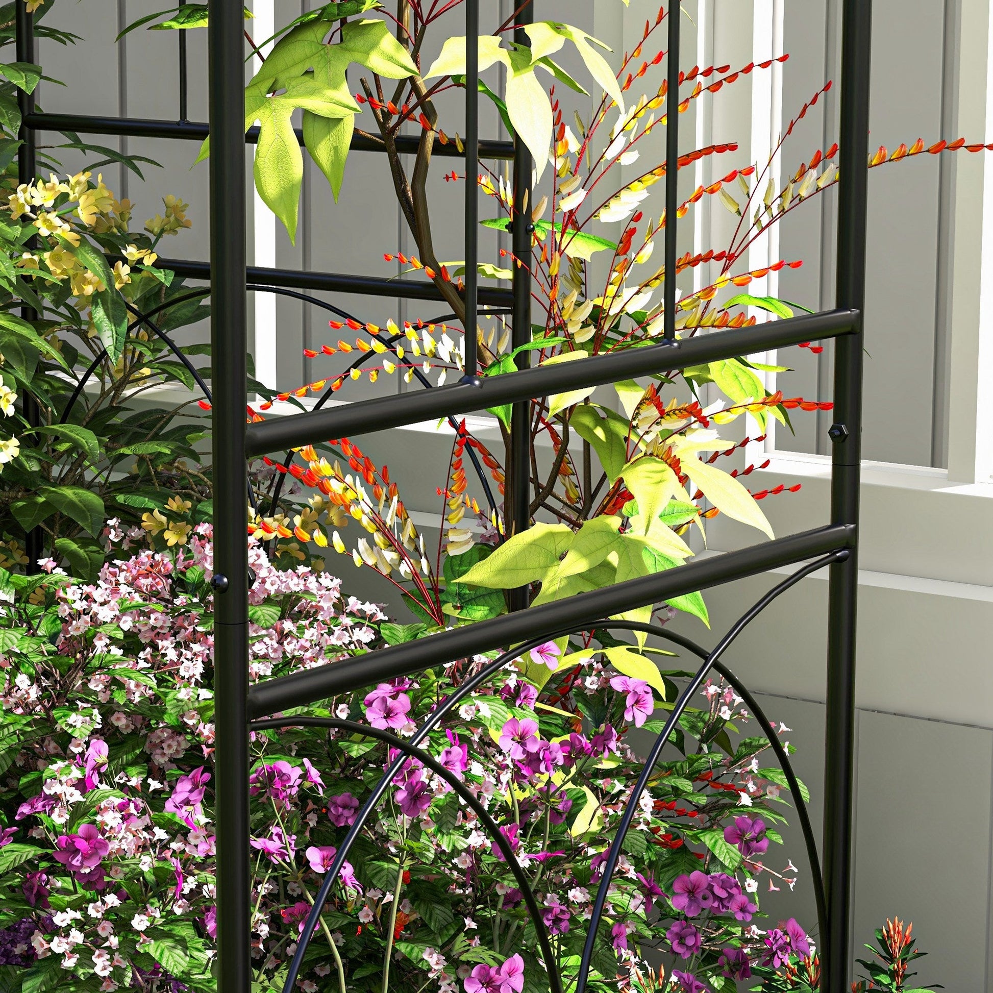 Birdcage Shape Garden Arbour, Metal Gazebo Pergola Pavilion for Climbing Plants, Lights, Flowers, French Style Arch Trellis with Hook for Wedding, Party, Ceremony, Black