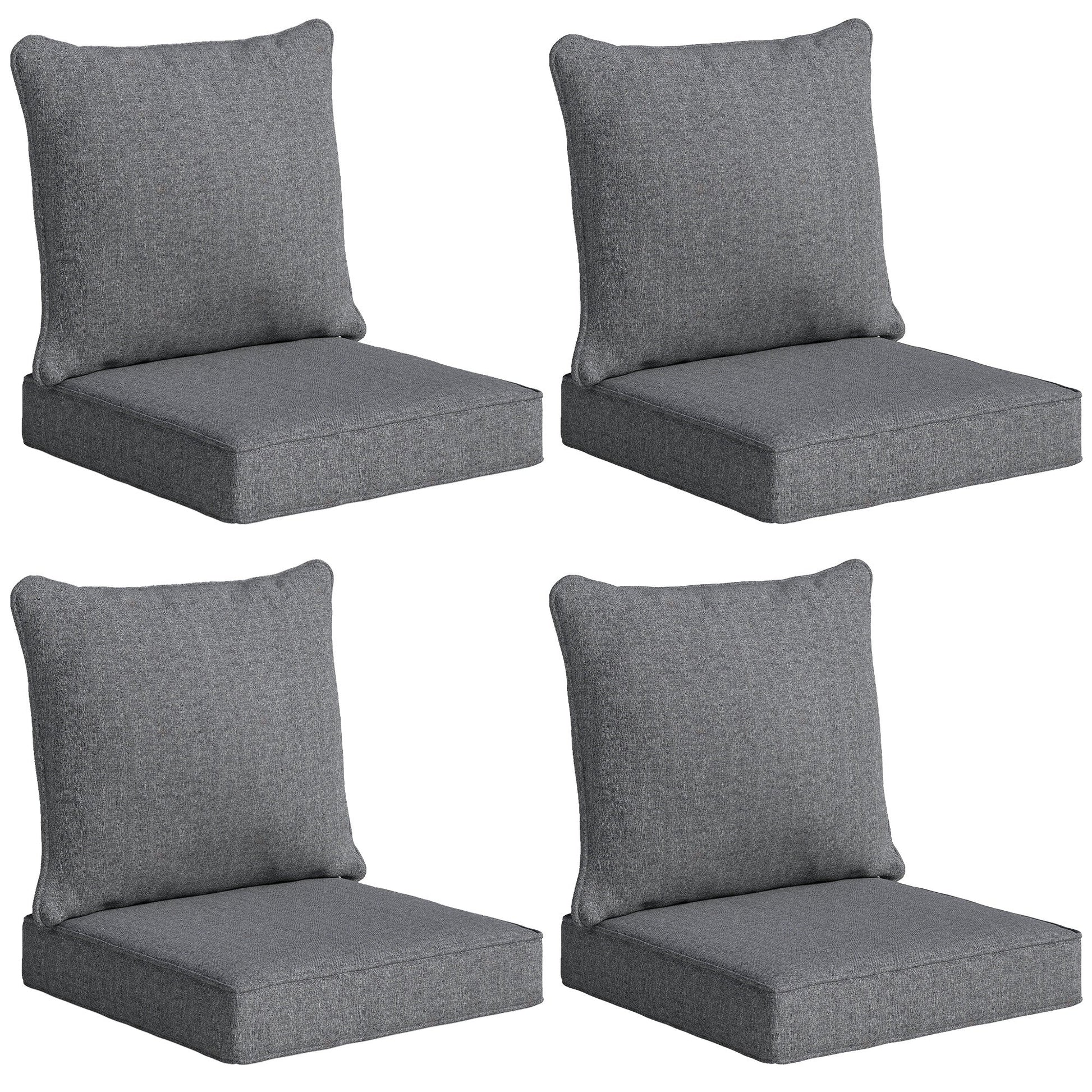Outdoor Chair Cushions Set of 4, 24" x 24" Fade Resistant Patio Chair Cushions for Outdoor Furniture, Outdoor Seat Cushions, Grey
