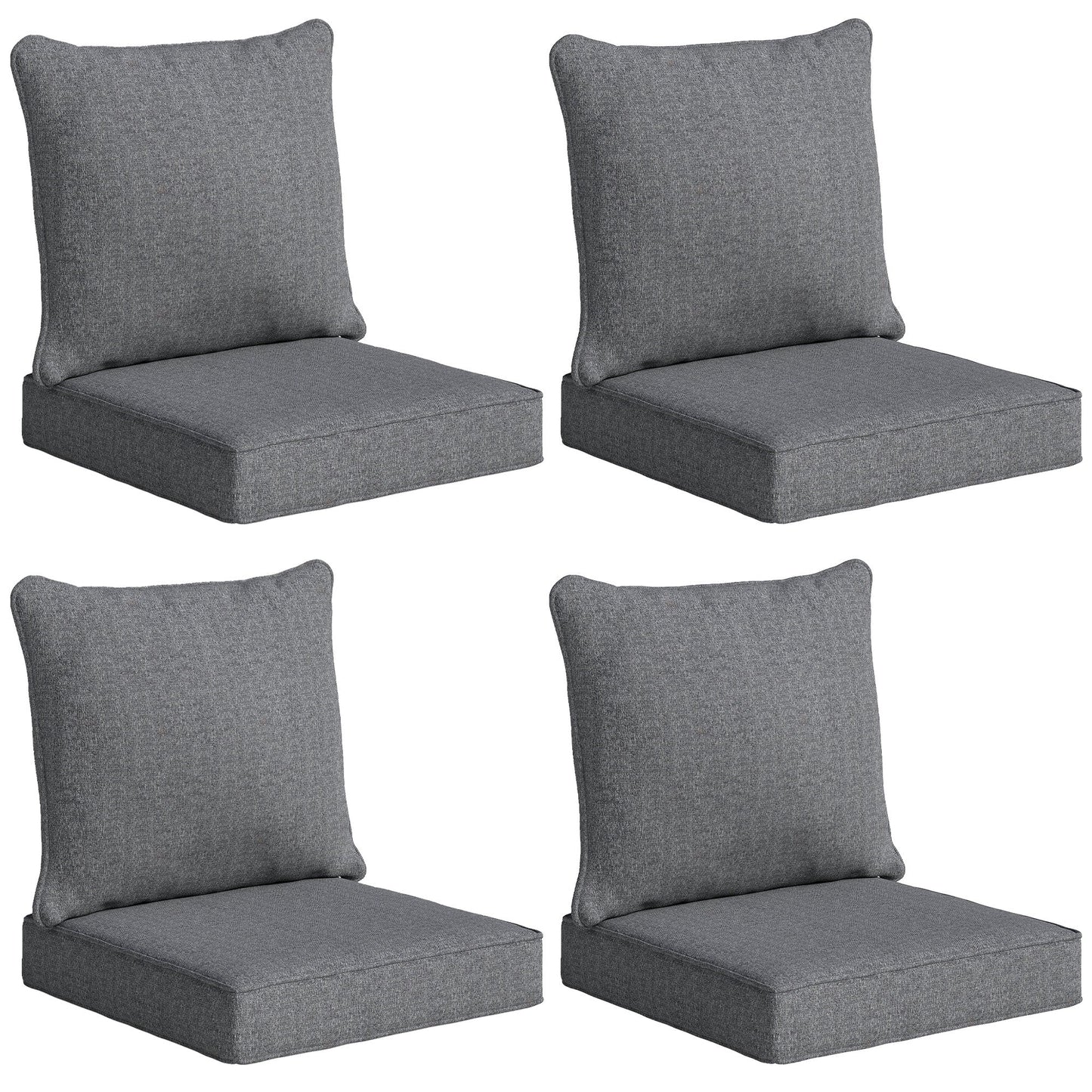Outdoor Chair Cushions Set of 4, 24" x 24" Fade Resistant Patio Chair Cushions for Outdoor Furniture, Outdoor Seat Cushions, Grey
