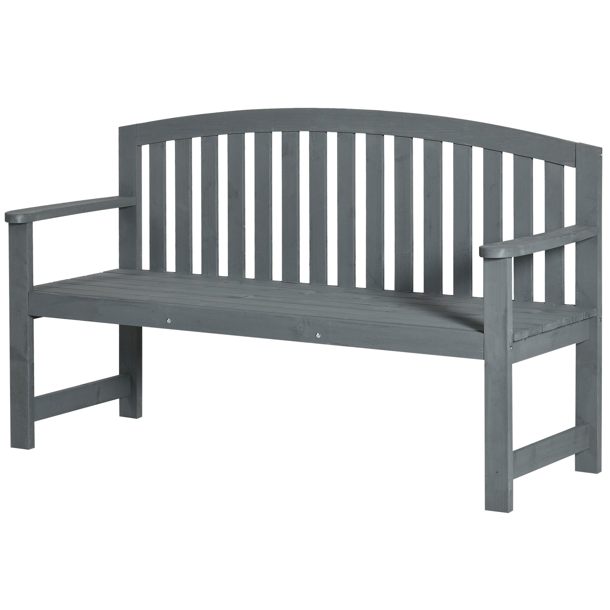 4.7Ft Garden Bench, 2 Seater Outdoor Patio Seat with Slatted Design for Park, Yard, Indoor, Grey