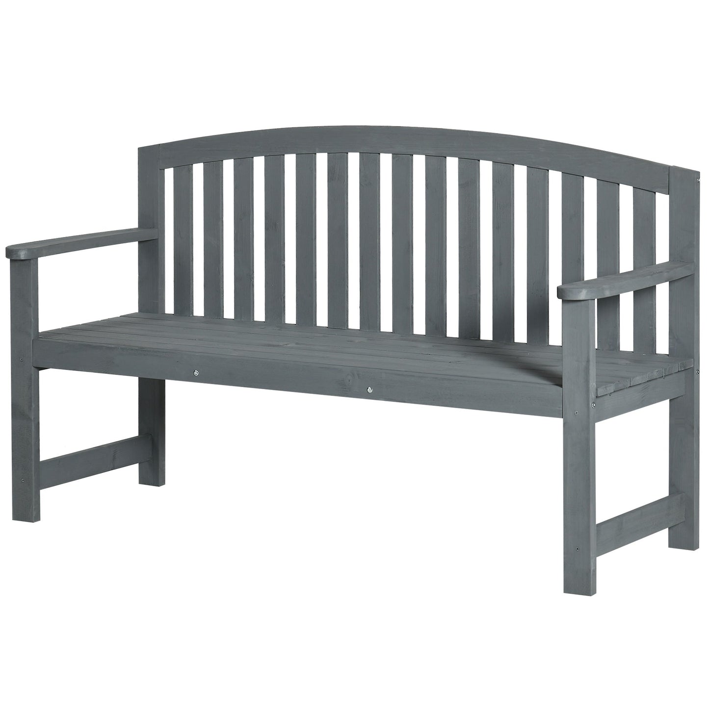 4.7Ft Garden Bench, 2 Seater Outdoor Patio Seat with Slatted Design for Park, Yard, Indoor, Grey
