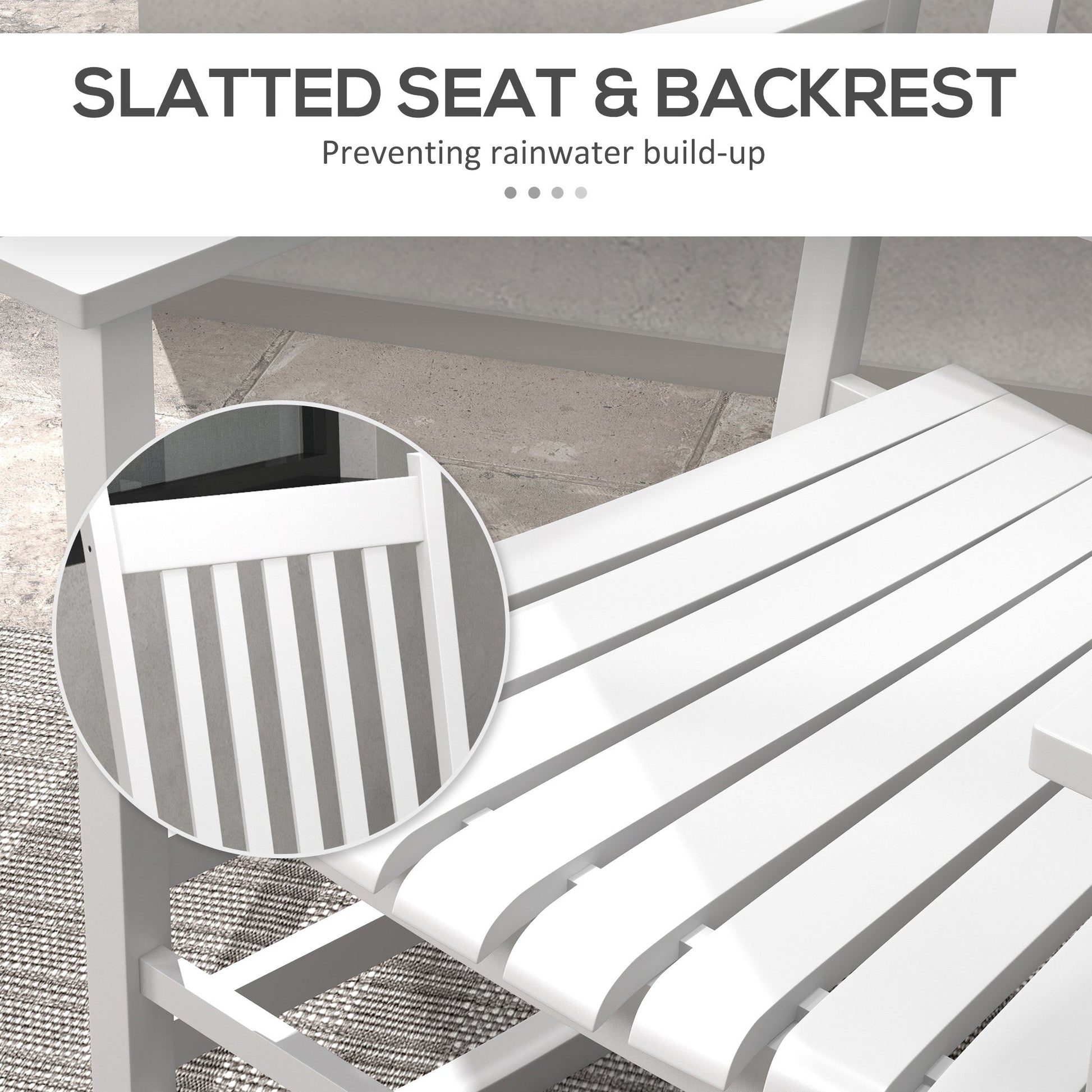 Wooden Patio Rocking Chairs Set of 2, Outdoor Rocker Chairs with Wide Armrests, High Back, Slatted Seat and Backrest, for Garden, Balcony, Porch, White