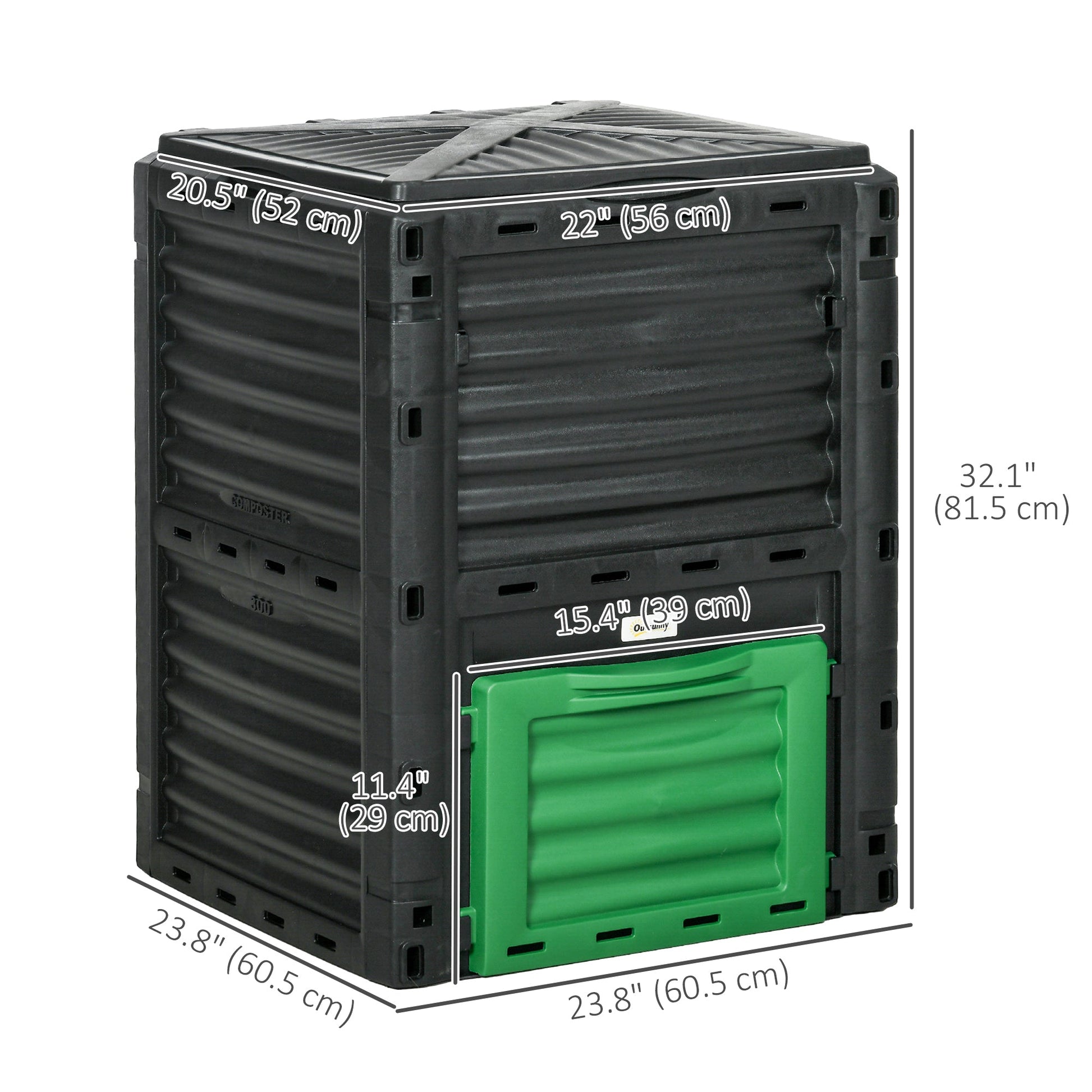 Garden Compost Bin Large Outdoor Compost Container 80 Gallon Fast Creation of Fertile Soil Aerating Compost Box, Easy Assembly, Green