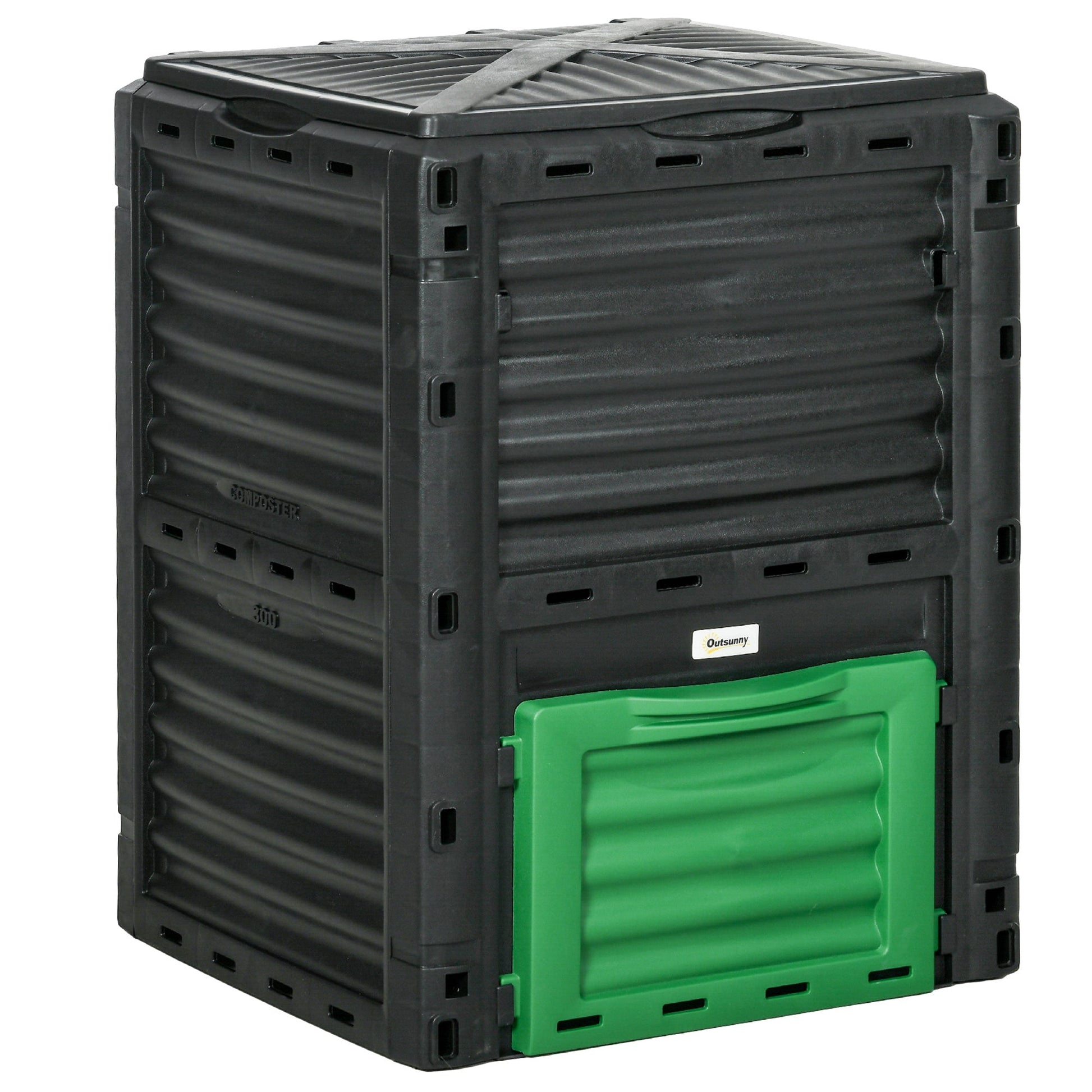 Garden Compost Bin Large Outdoor Compost Container 80 Gallon Fast Creation of Fertile Soil Aerating Compost Box, Easy Assembly, Green