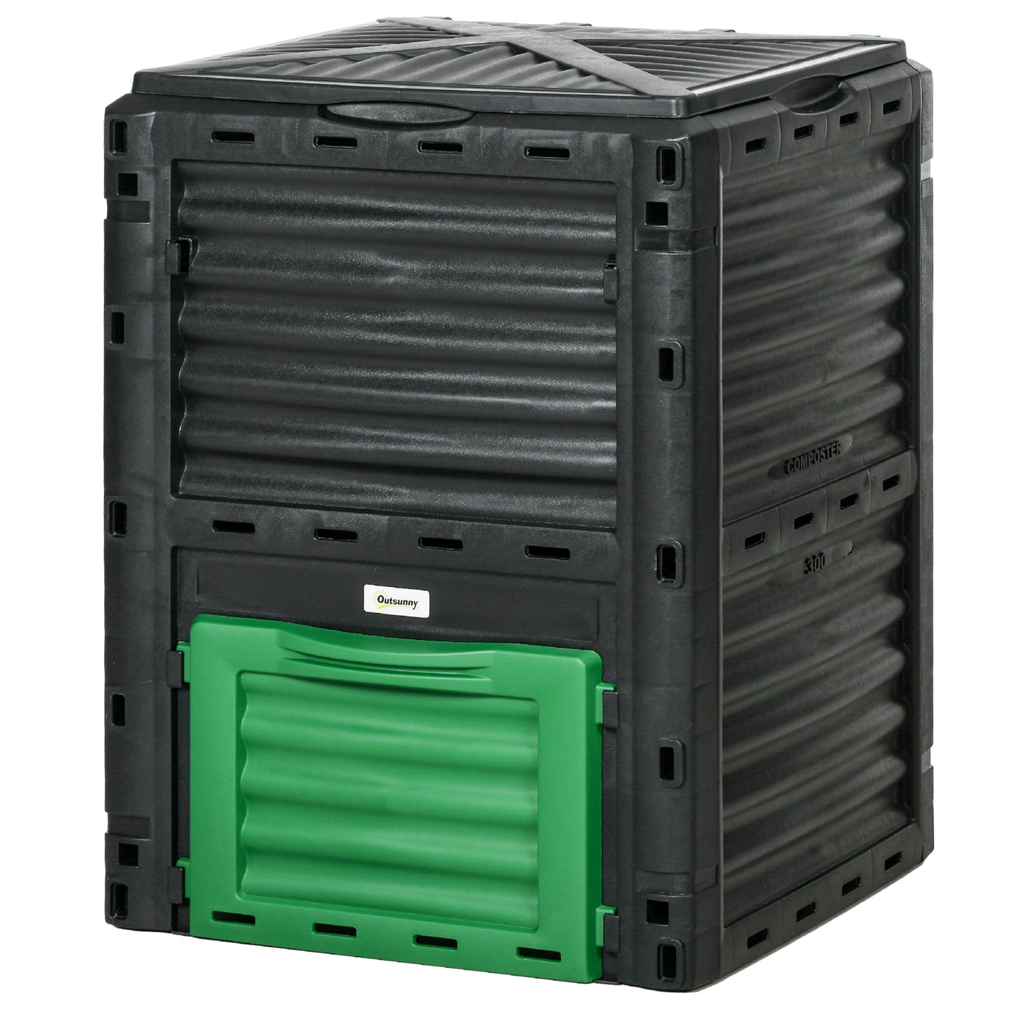 Garden Compost Bin Large Outdoor Compost Container 80 Gallon Fast Creation of Fertile Soil Aerating Compost Box, Easy Assembly, Green