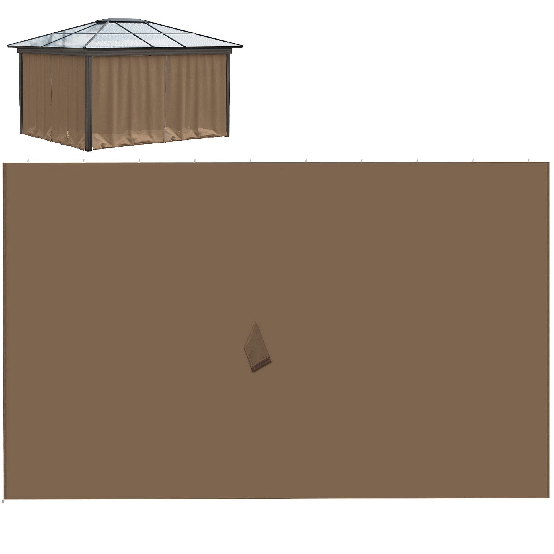 10' x 10' Universal Gazebo Sidewall Set with 4 Panels, Hooks/C-Rings Included for Pergolas & Cabanas, Brown