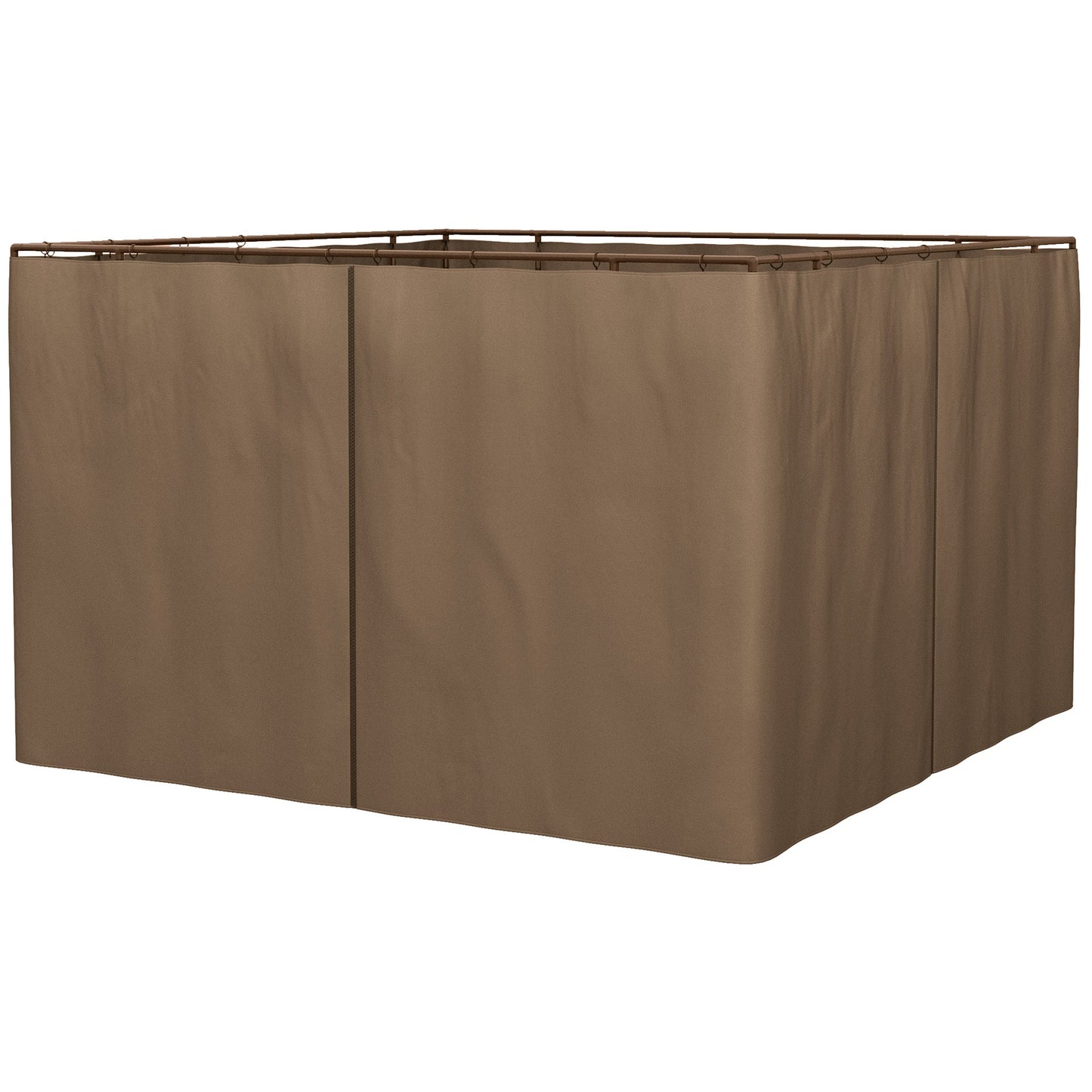 10' x 10' Universal Gazebo Sidewall Set with 4 Panels, Hooks/C-Rings Included for Pergolas & Cabanas, Brown