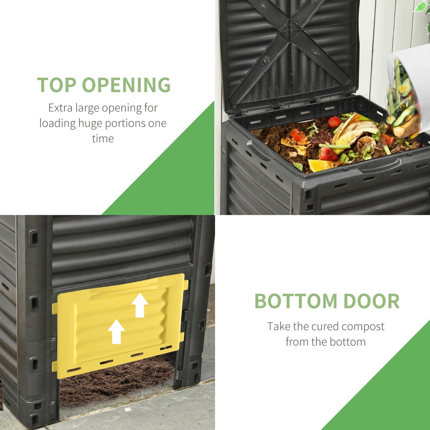 Garden Compost Bin Large Outdoor Compost Container 80 Gallon Fast Creation of Fertile Soil Aerating Compost Box, Easy Assembly, Yellow