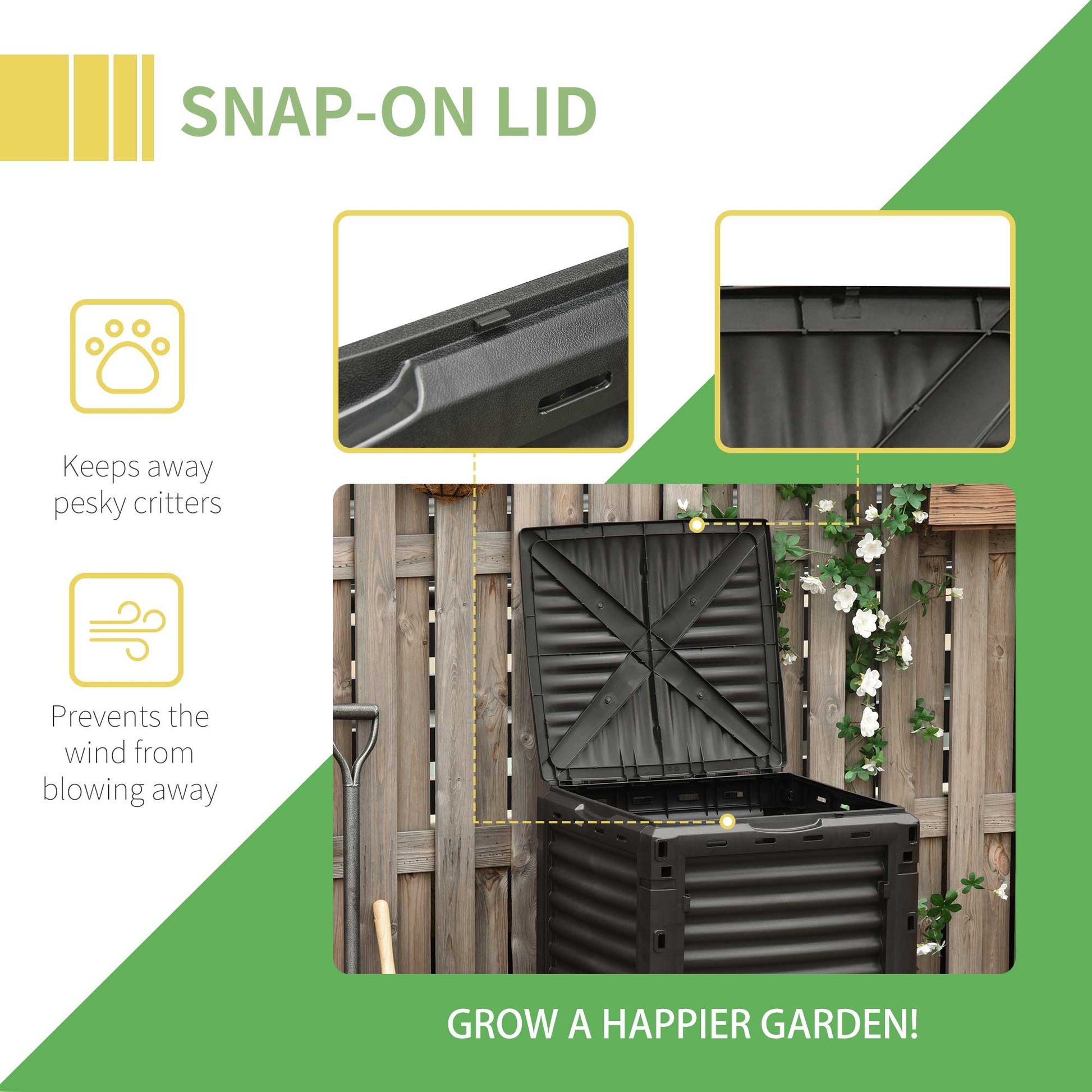 Garden Compost Bin Large Outdoor Compost Container 80 Gallon Fast Creation of Fertile Soil Aerating Compost Box, Easy Assembly, Yellow
