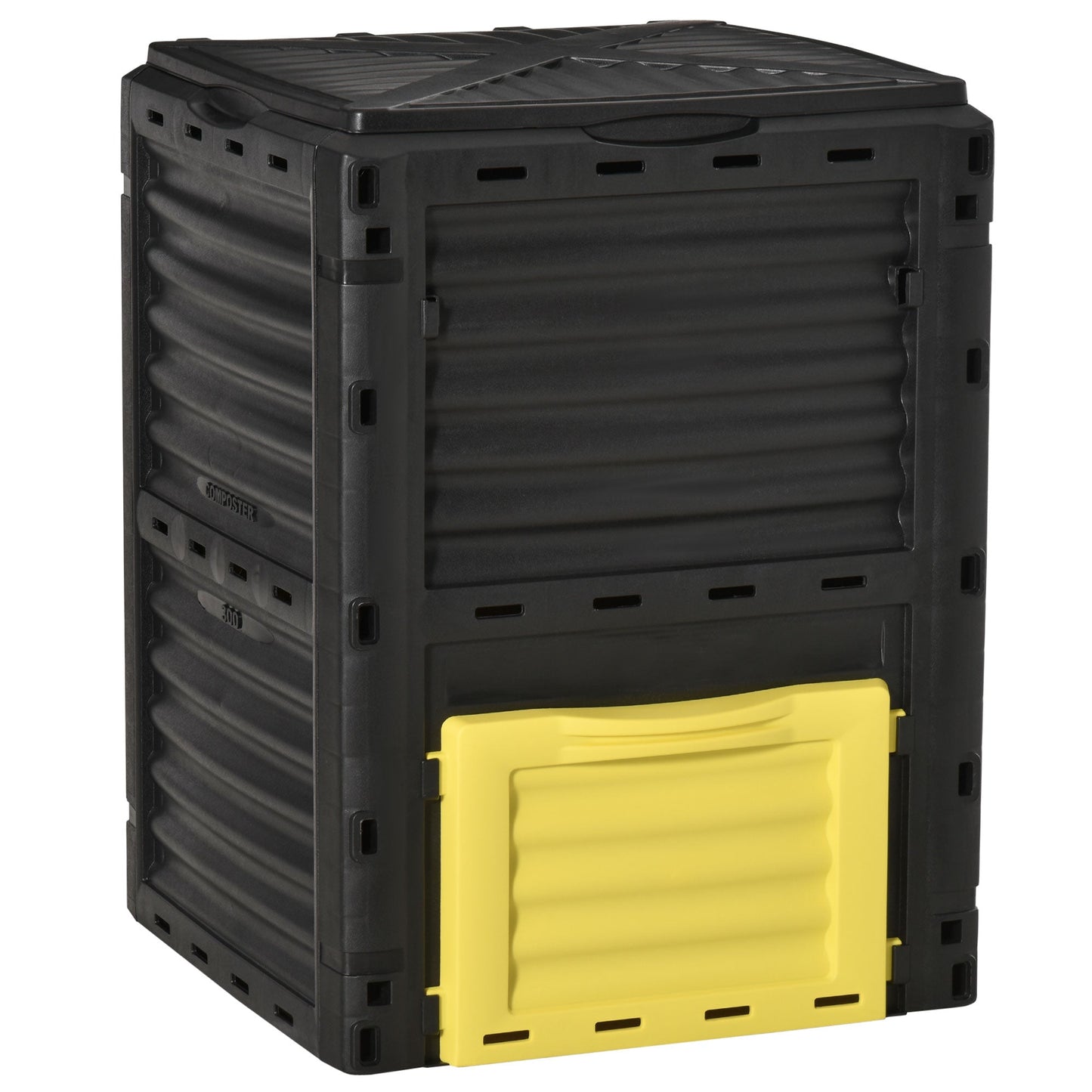 Garden Compost Bin Large Outdoor Compost Container 80 Gallon Fast Creation of Fertile Soil Aerating Compost Box, Easy Assembly, Yellow