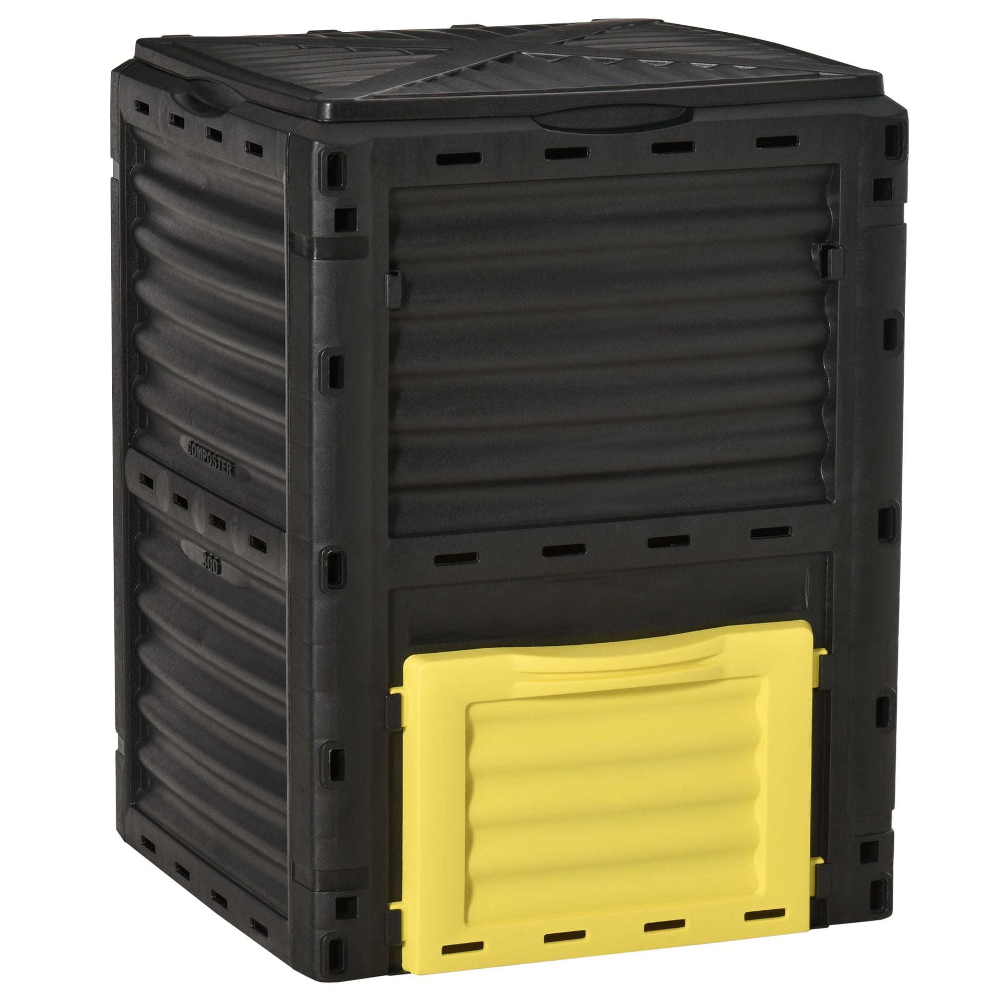Garden Compost Bin Large Outdoor Compost Container 80 Gallon Fast Creation of Fertile Soil Aerating Compost Box, Easy Assembly, Yellow