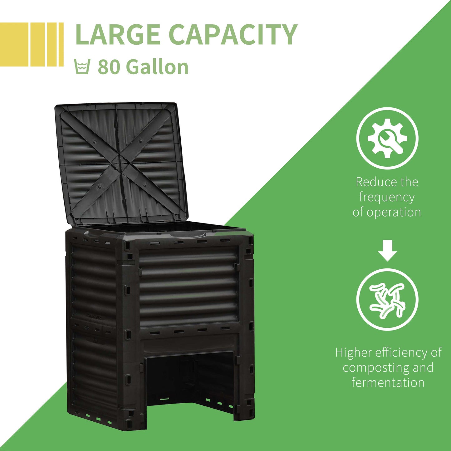 Garden Compost Bin Large Outdoor Compost Container 80 Gallon Fast Creation of Fertile Soil Aerating Compost Box, Easy Assembly, Yellow