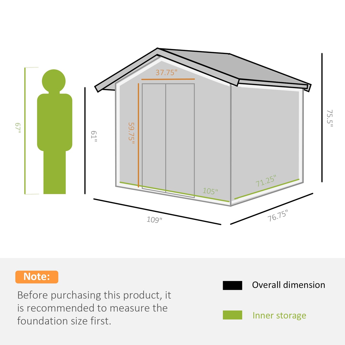 9' x 6' Garden Storage Shed with Foundation Kit, Metal Tool Storage House with Double Doors for Outdoor Patio Yard, Brown