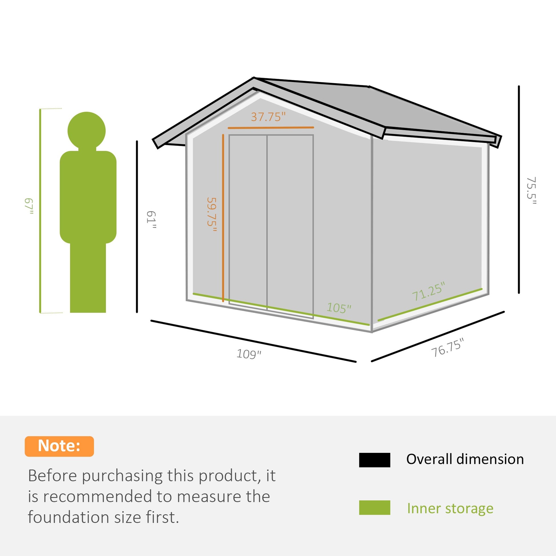 9' x 6' Garden Storage Shed with Foundation Kit, Metal Tool Storage House with Double Doors for Outdoor Patio Yard, Brown