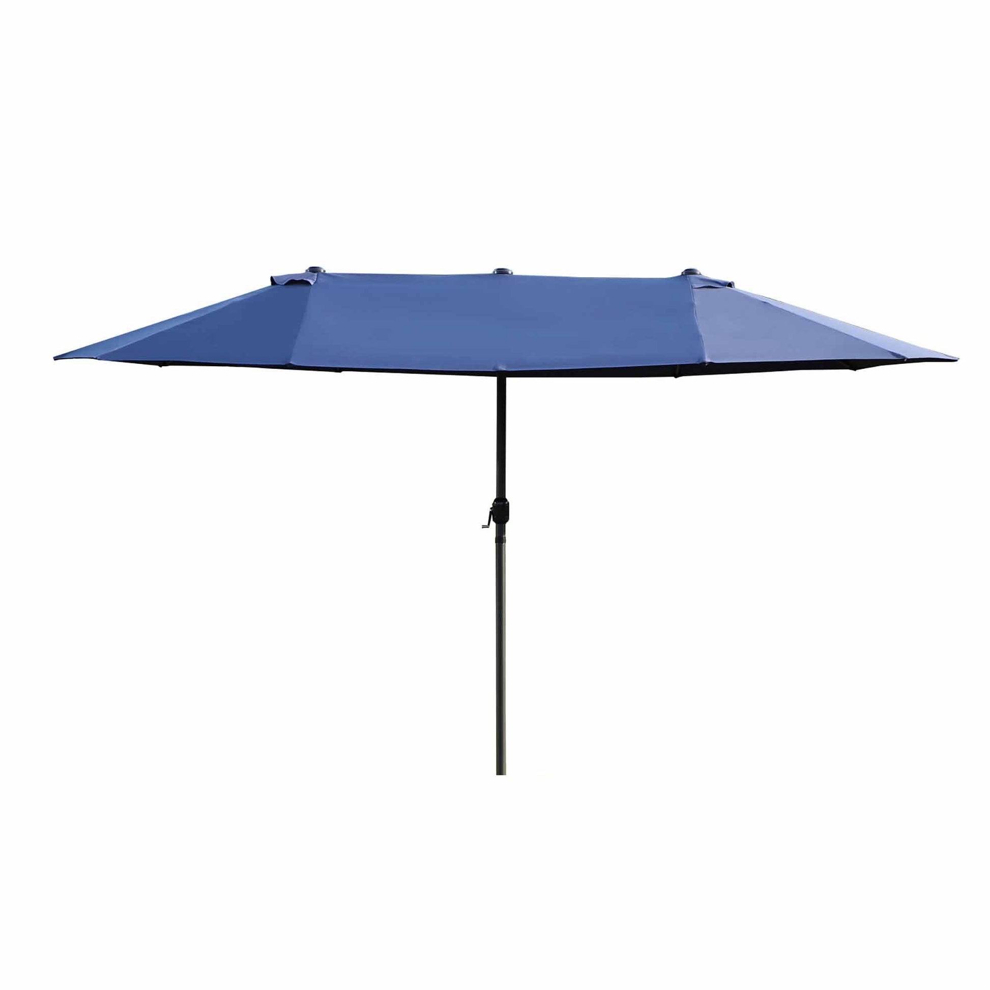 15ft Double-sided Patio Umbrella with Twin Canopy, Extra Large Outdoor Parasol with Crank for Pool, Deck, Market, Blue