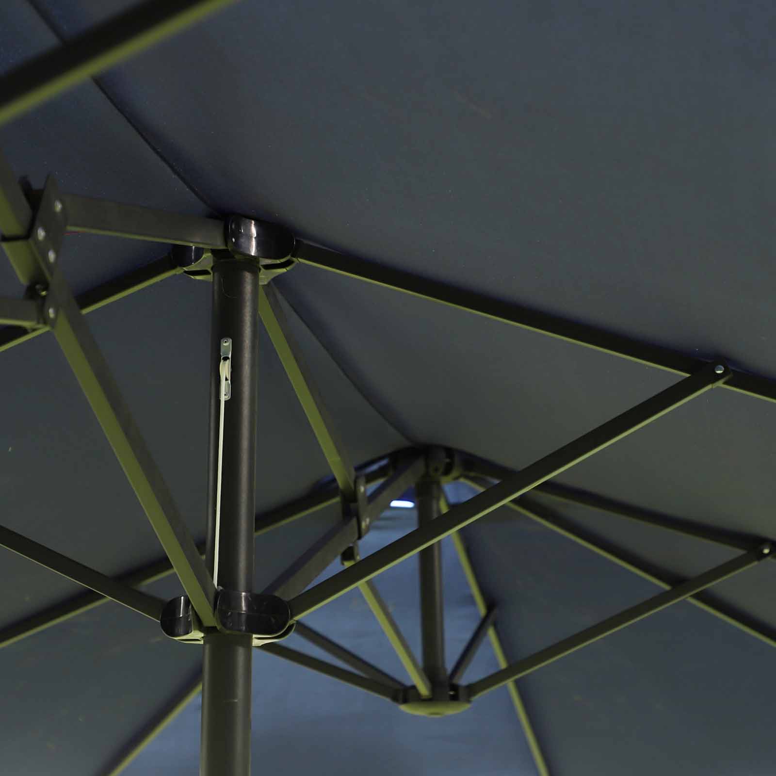 15ft Double-sided Patio Umbrella with Twin Canopy, Extra Large Outdoor Parasol with Crank for Pool, Deck, Market, Blue