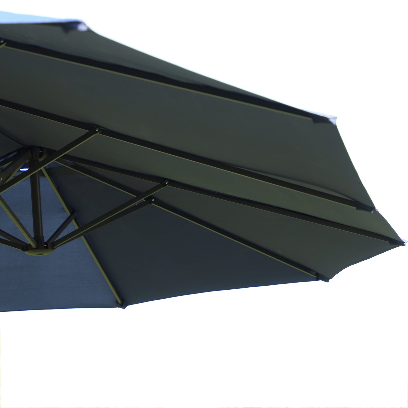 15ft Double-sided Patio Umbrella with Twin Canopy, Extra Large Outdoor Parasol with Crank for Pool, Deck, Market, Blue