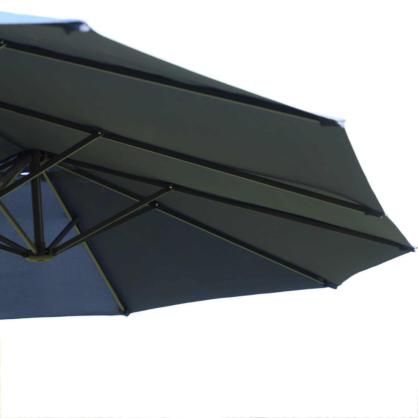 15ft Double-sided Patio Umbrella with Twin Canopy, Extra Large Outdoor Parasol with Crank for Pool, Deck, Market, Blue
