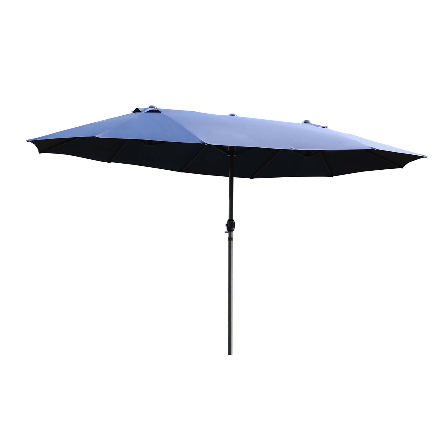 15ft Double-sided Patio Umbrella with Twin Canopy, Extra Large Outdoor Parasol with Crank for Pool, Deck, Market, Blue