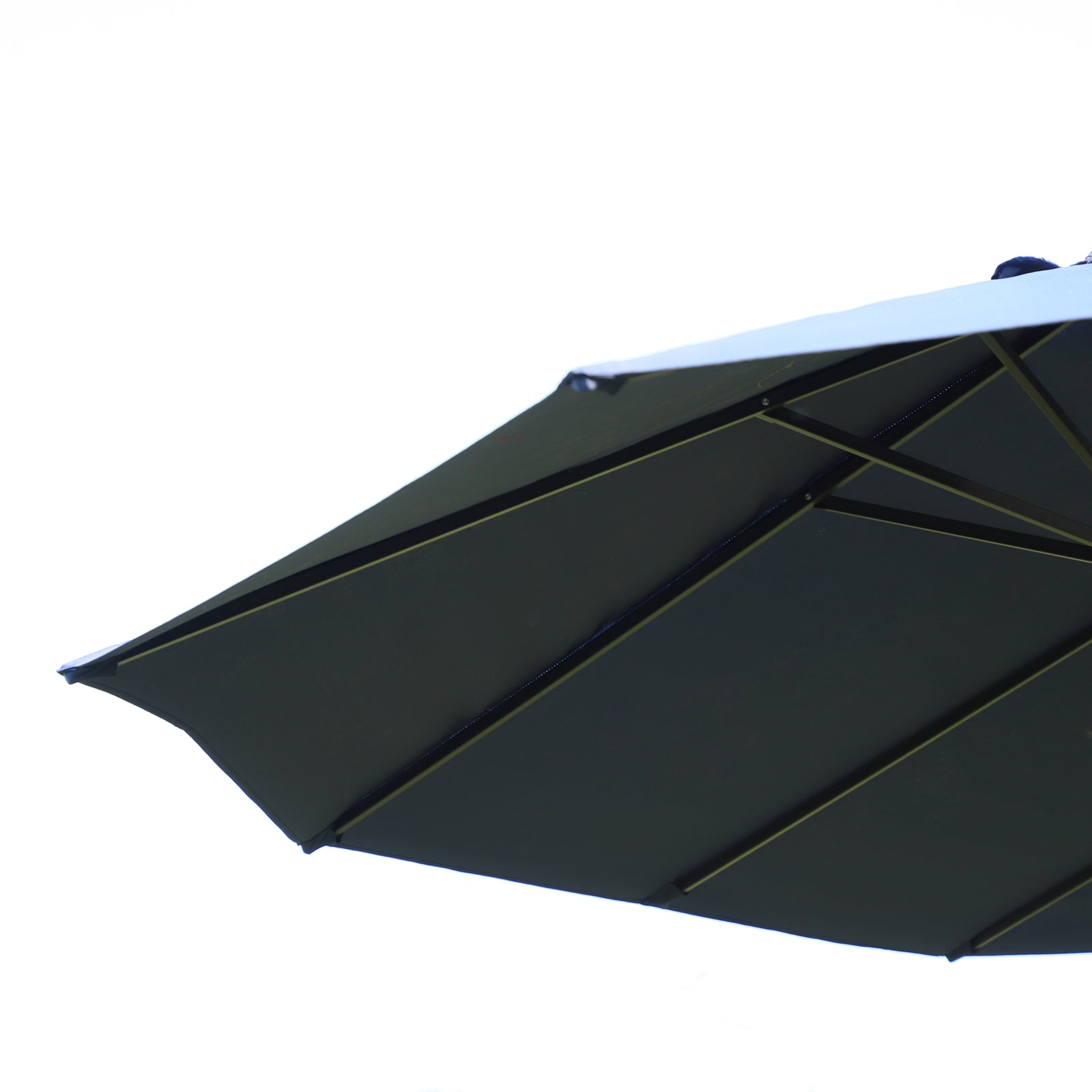 15ft Double-sided Patio Umbrella with Twin Canopy, Extra Large Outdoor Parasol with Crank for Pool, Deck, Market, Blue