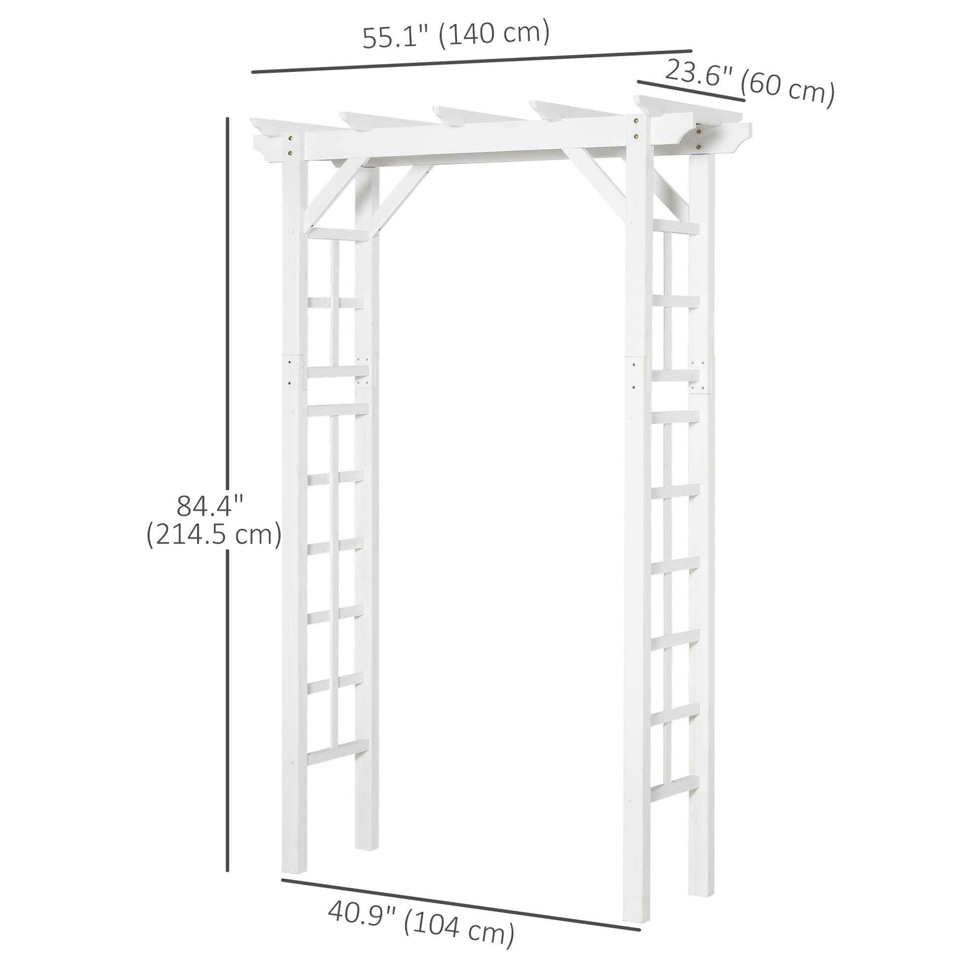 85" Wooden Garden Arbour for Wedding and Ceremony, Outdoor Garden Arch Trellis for Climbing Vines, White
