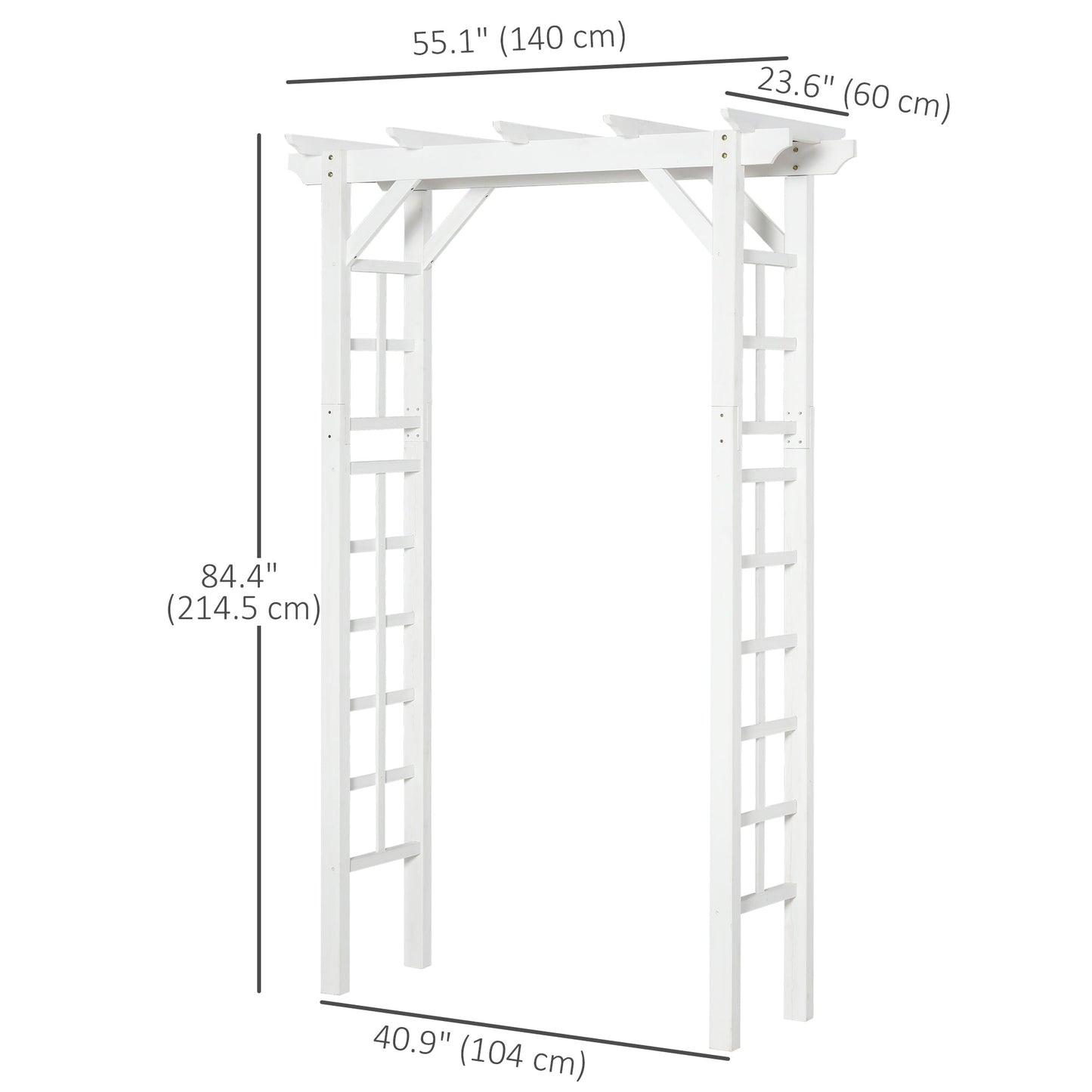 85" Wooden Garden Arbour for Wedding and Ceremony, Outdoor Garden Arch Trellis for Climbing Vines, White