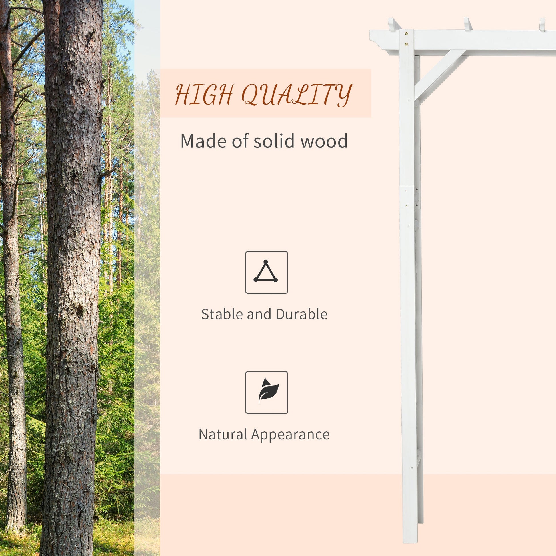 85" Wooden Garden Arbour for Wedding and Ceremony, Outdoor Garden Arch Trellis for Climbing Vines, White