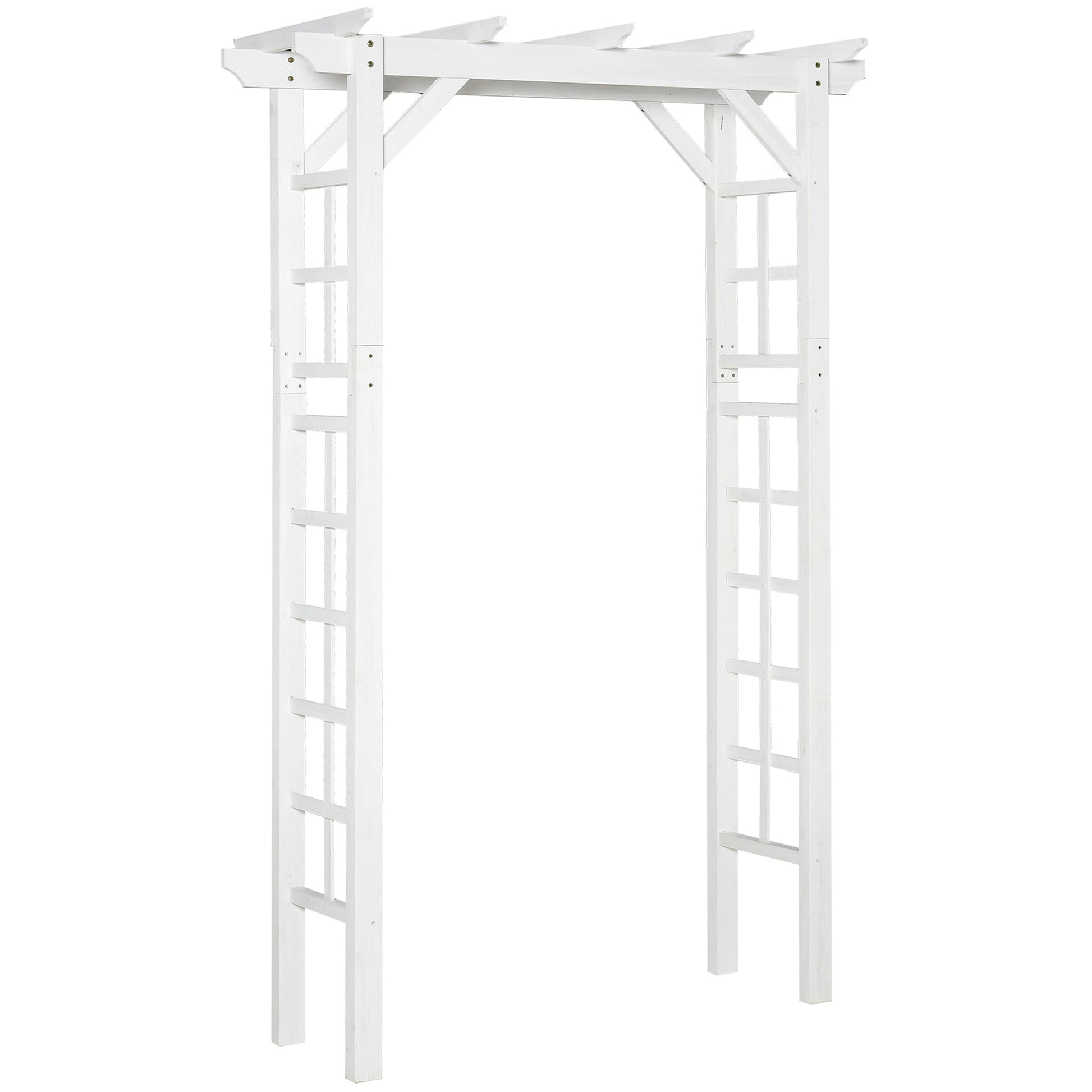 85" Wooden Garden Arbour for Wedding and Ceremony, Outdoor Garden Arch Trellis for Climbing Vines, White