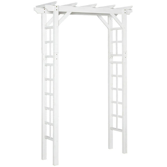 85" Wooden Garden Arbour for Wedding and Ceremony, Outdoor Garden Arch Trellis for Climbing Vines, White