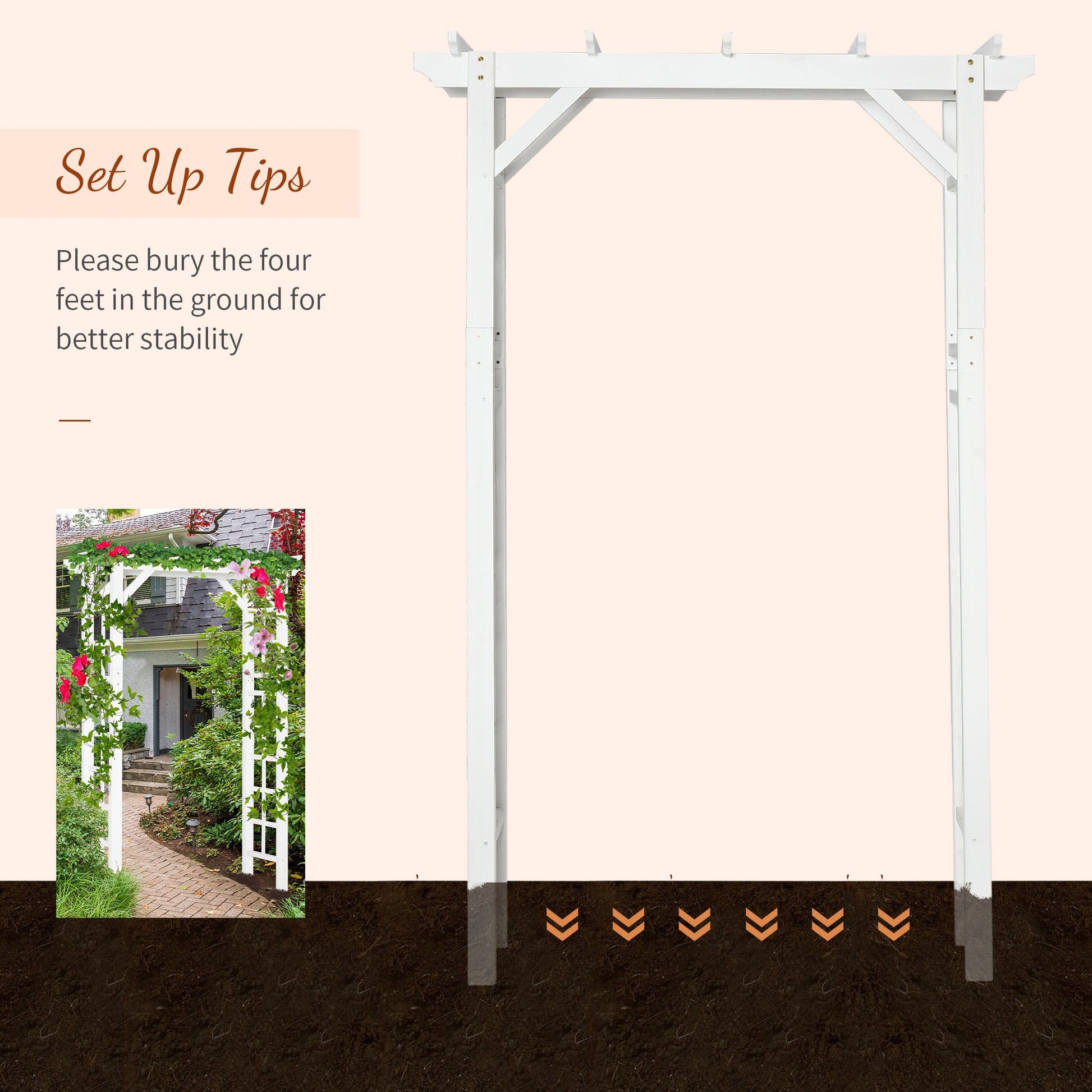 85" Wooden Garden Arbour for Wedding and Ceremony, Outdoor Garden Arch Trellis for Climbing Vines, White