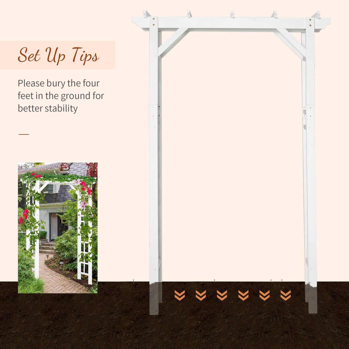 85" Wooden Garden Arbour for Wedding and Ceremony, Outdoor Garden Arch Trellis for Climbing Vines, White