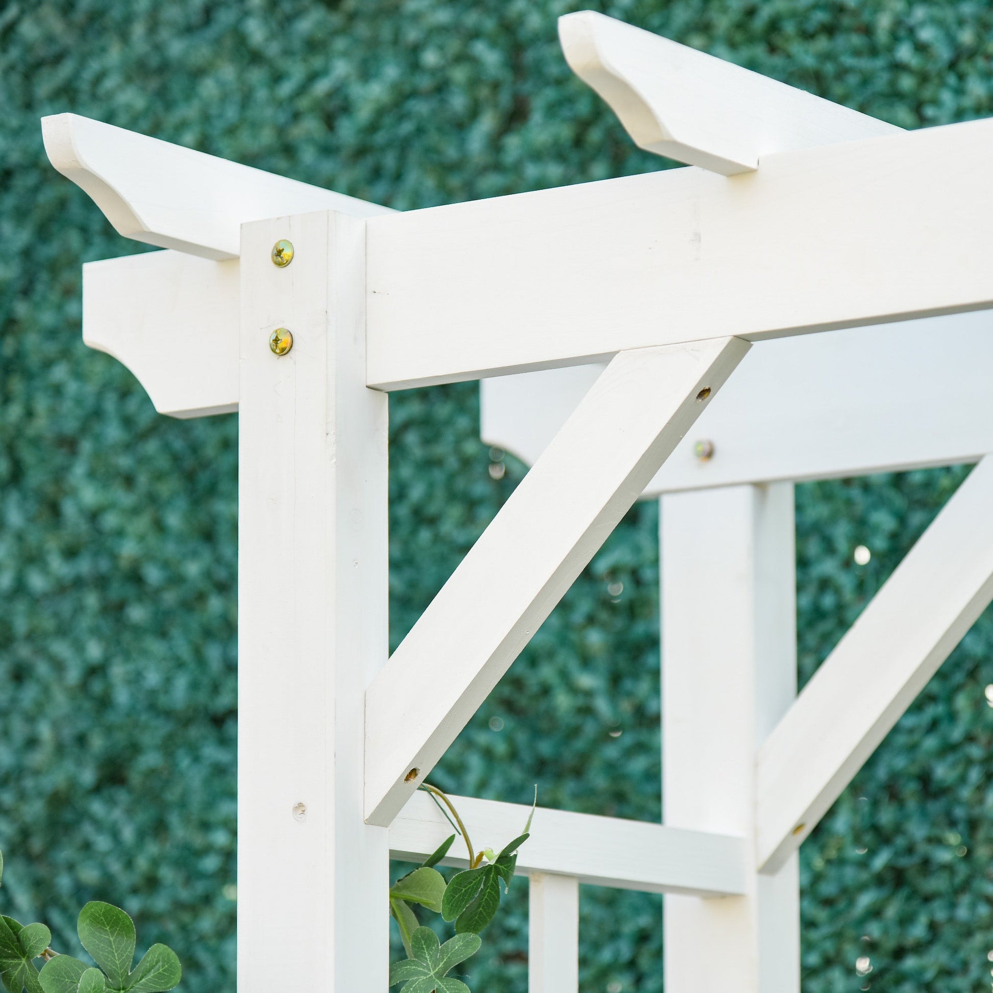 85" Wooden Garden Arbour for Wedding and Ceremony, Outdoor Garden Arch Trellis for Climbing Vines, White