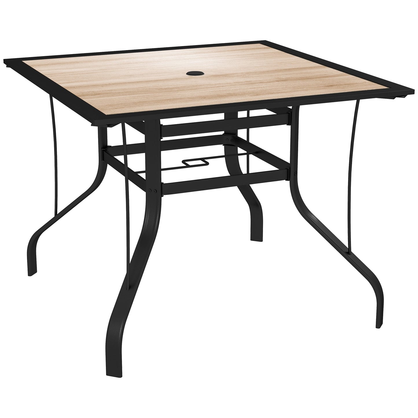 36" x 36" x 28" Square Patio Dining Table with Umbrella Hole, Outdoor Bistro Table with Easy to Clean Top & Rustproof Steel Frame, Outdoor Dining Table for Garden, Balcony