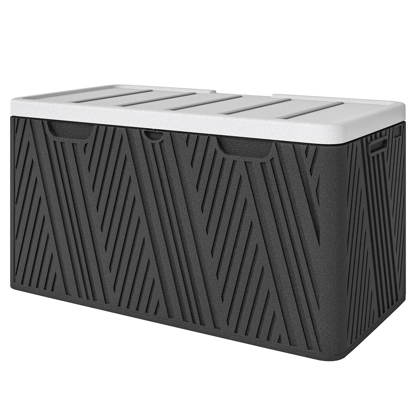 100 Gallon Deck Box Outdoor Storage Box, Waterproof and Lockable , Double-Layer HDPE Patio Storage Box for Patio Furniture, Garden Tools and Pool Accessories