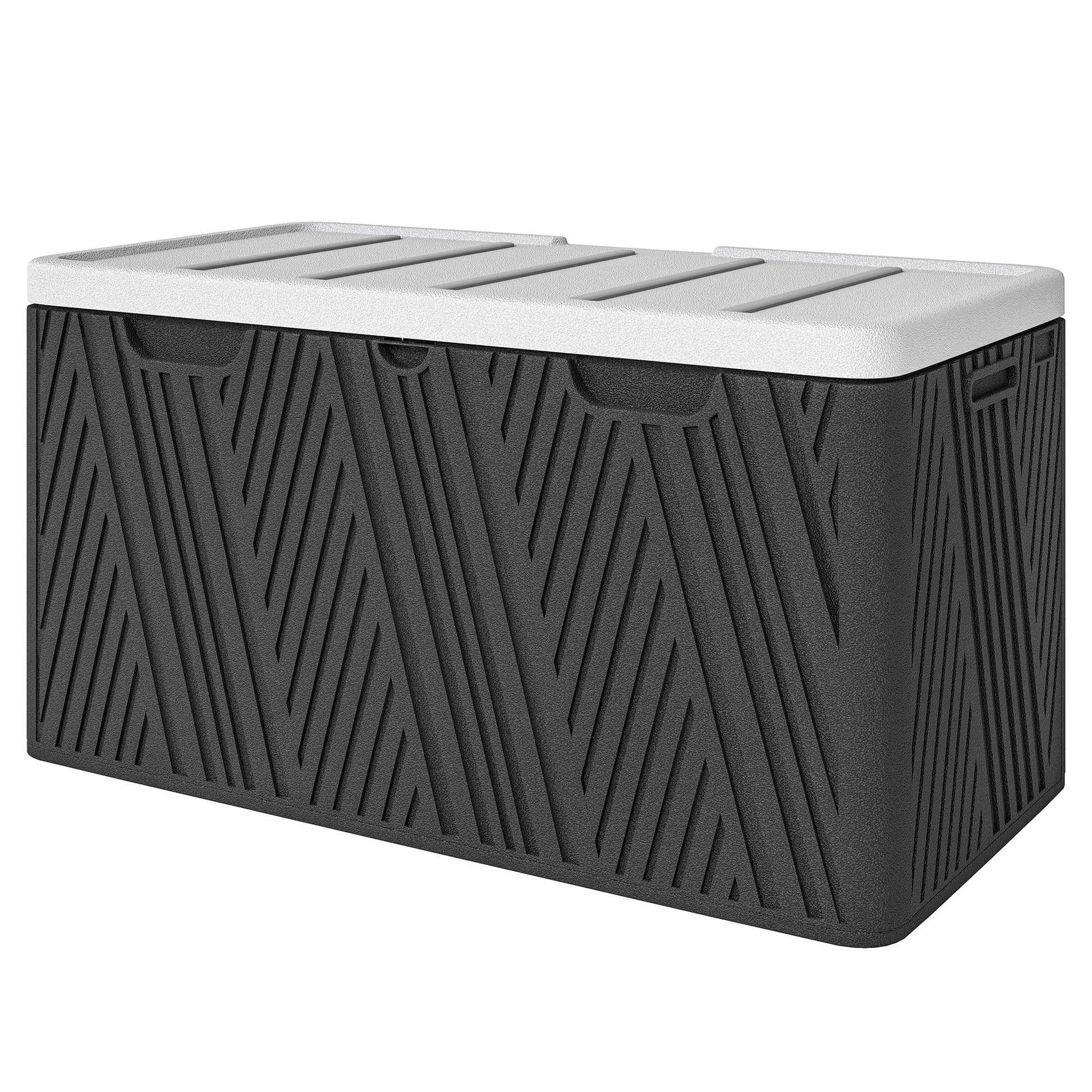 100 Gallon Deck Box Outdoor Storage Box, Waterproof and Lockable , Double-Layer HDPE Patio Storage Box for Patio Furniture, Garden Tools and Pool Accessories